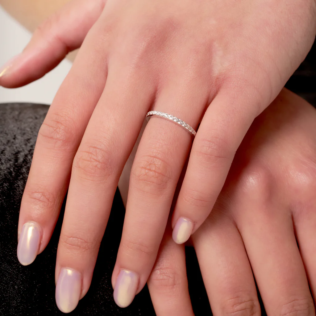 Sterling Silver Clear Stone Band Ring | Napa - Image 3