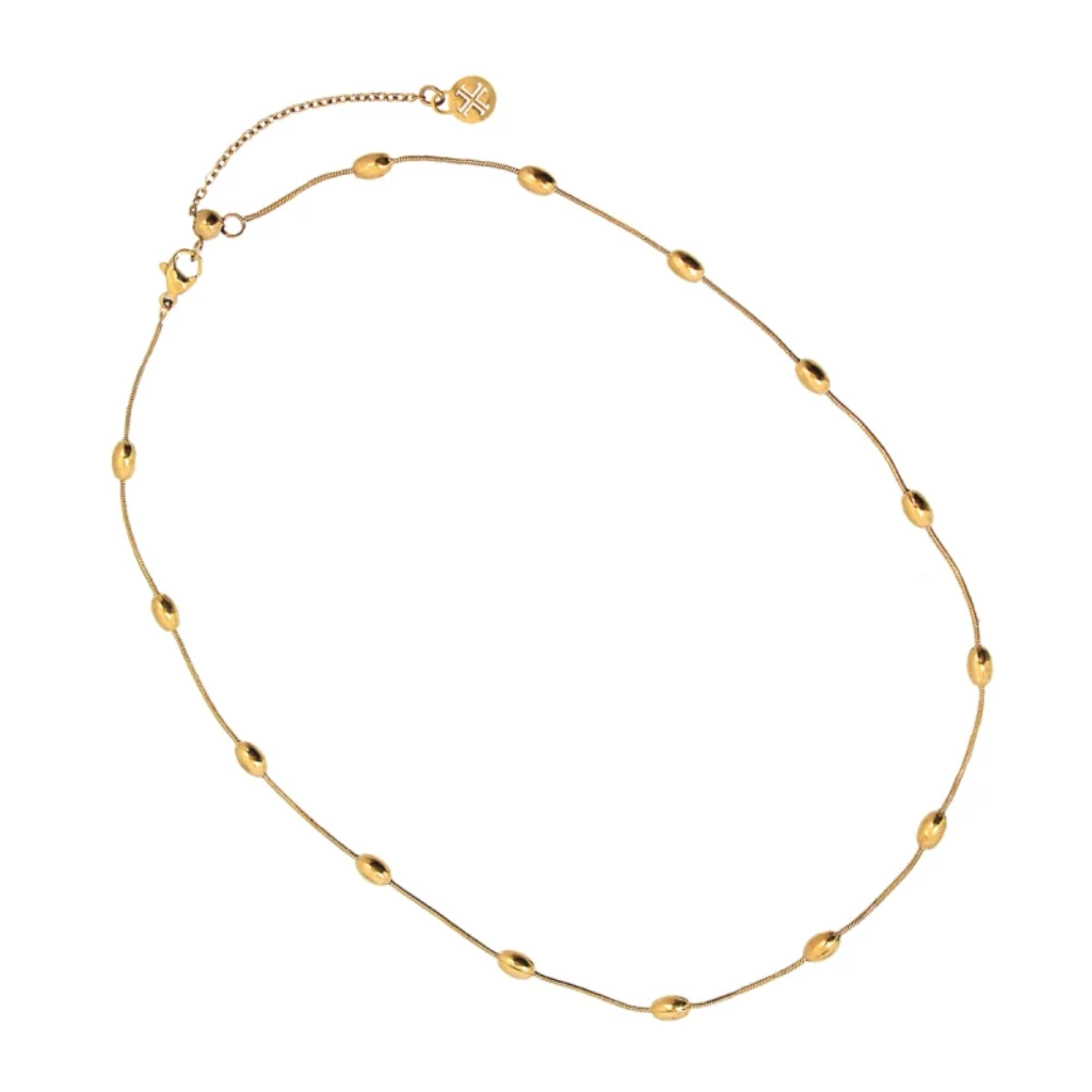 Steel Oval Bead Detail Chain Necklace | Anartxy - Image 3
