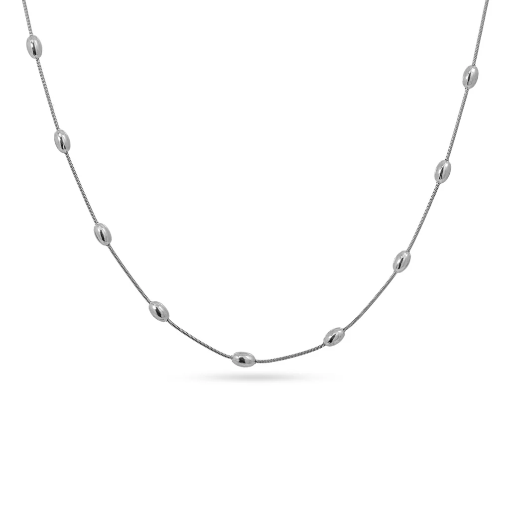 Steel Oval Bead Detail Chain Necklace | Anartxy - Image 5