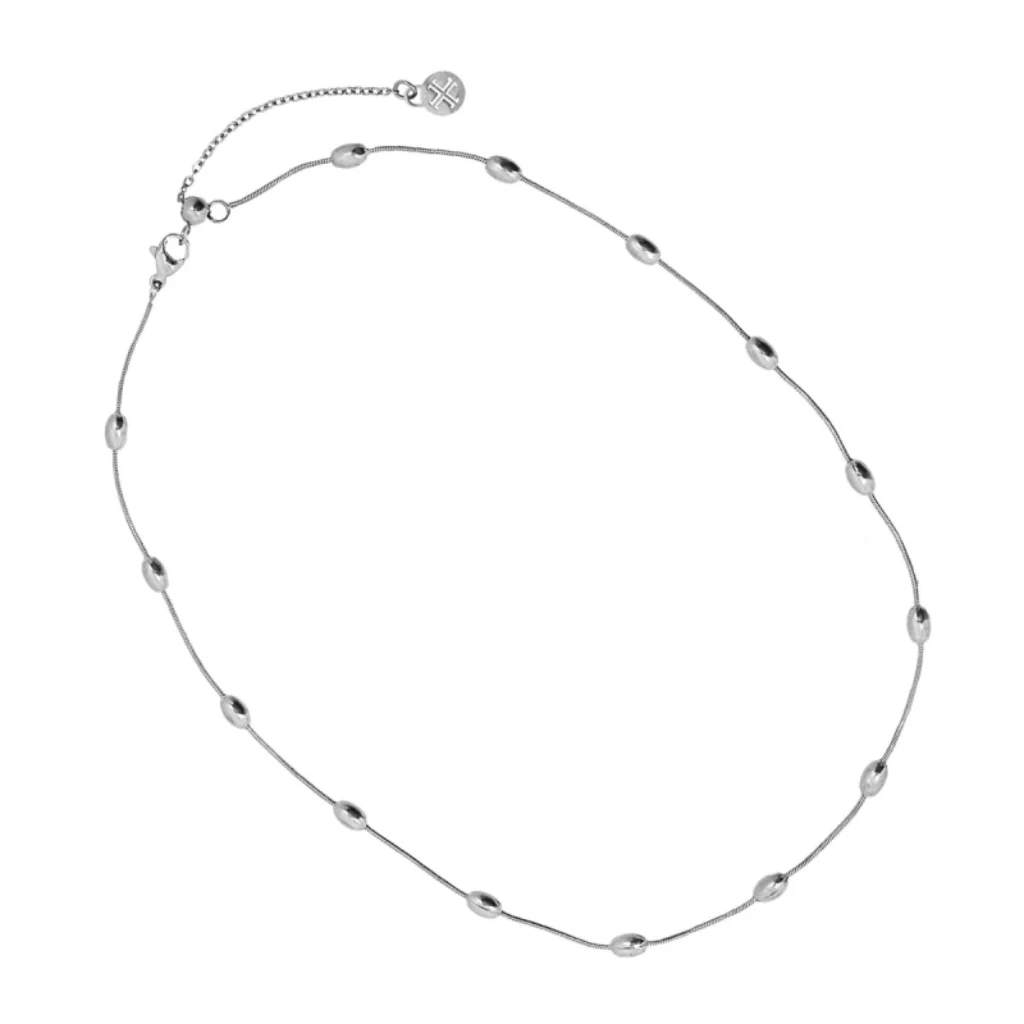 Steel Oval Bead Detail Chain Necklace | Anartxy - Image 6