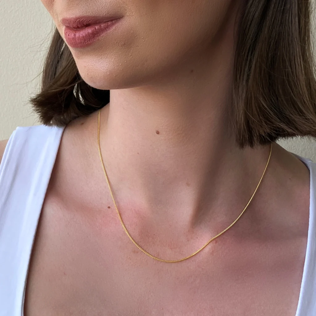 18ct Gold Plated Delicate Curb Chain Necklace | Salerno - Image 3
