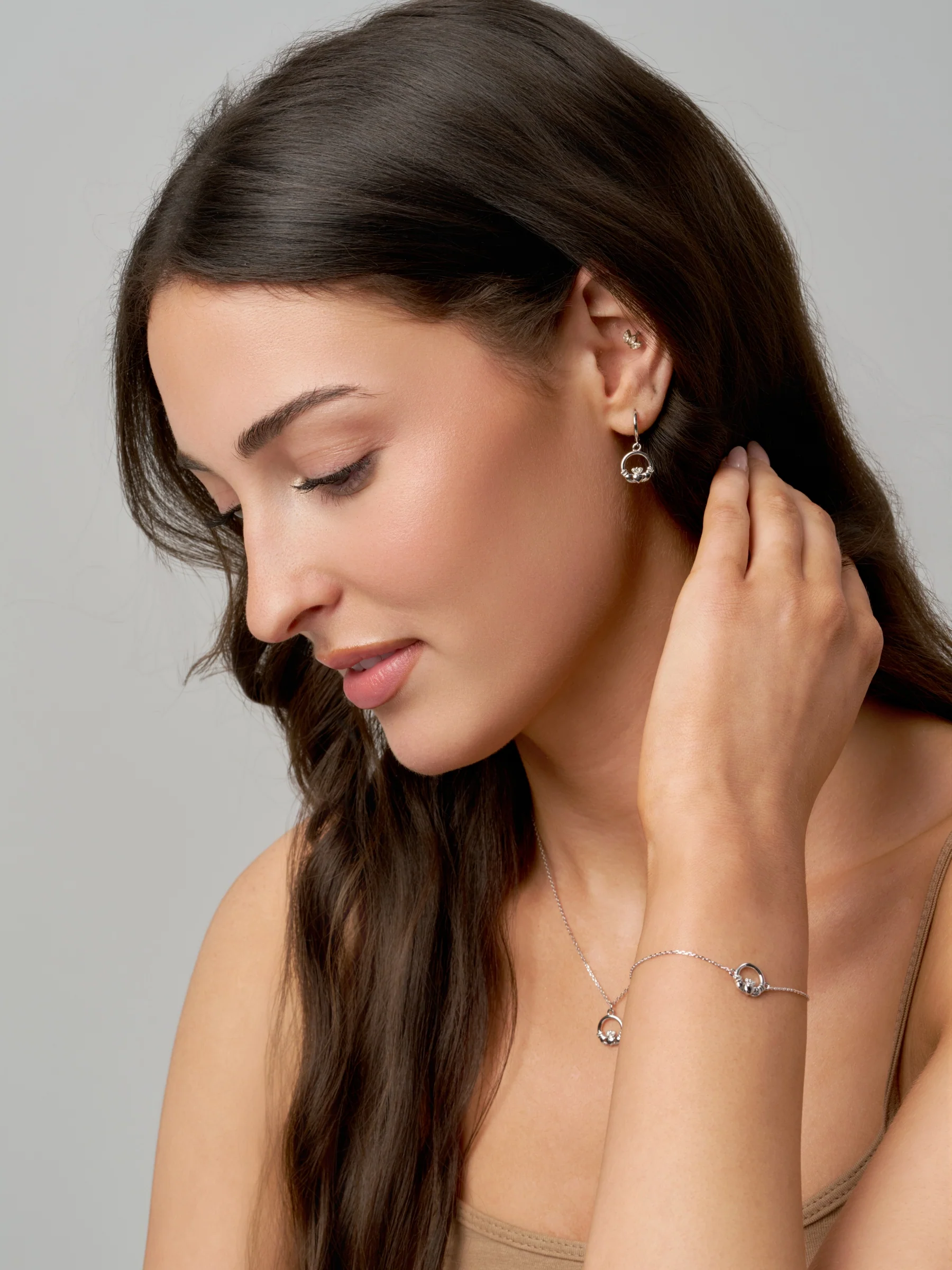 Sterling Silver Claddagh Charm Earrings | Fiadh - Image 5