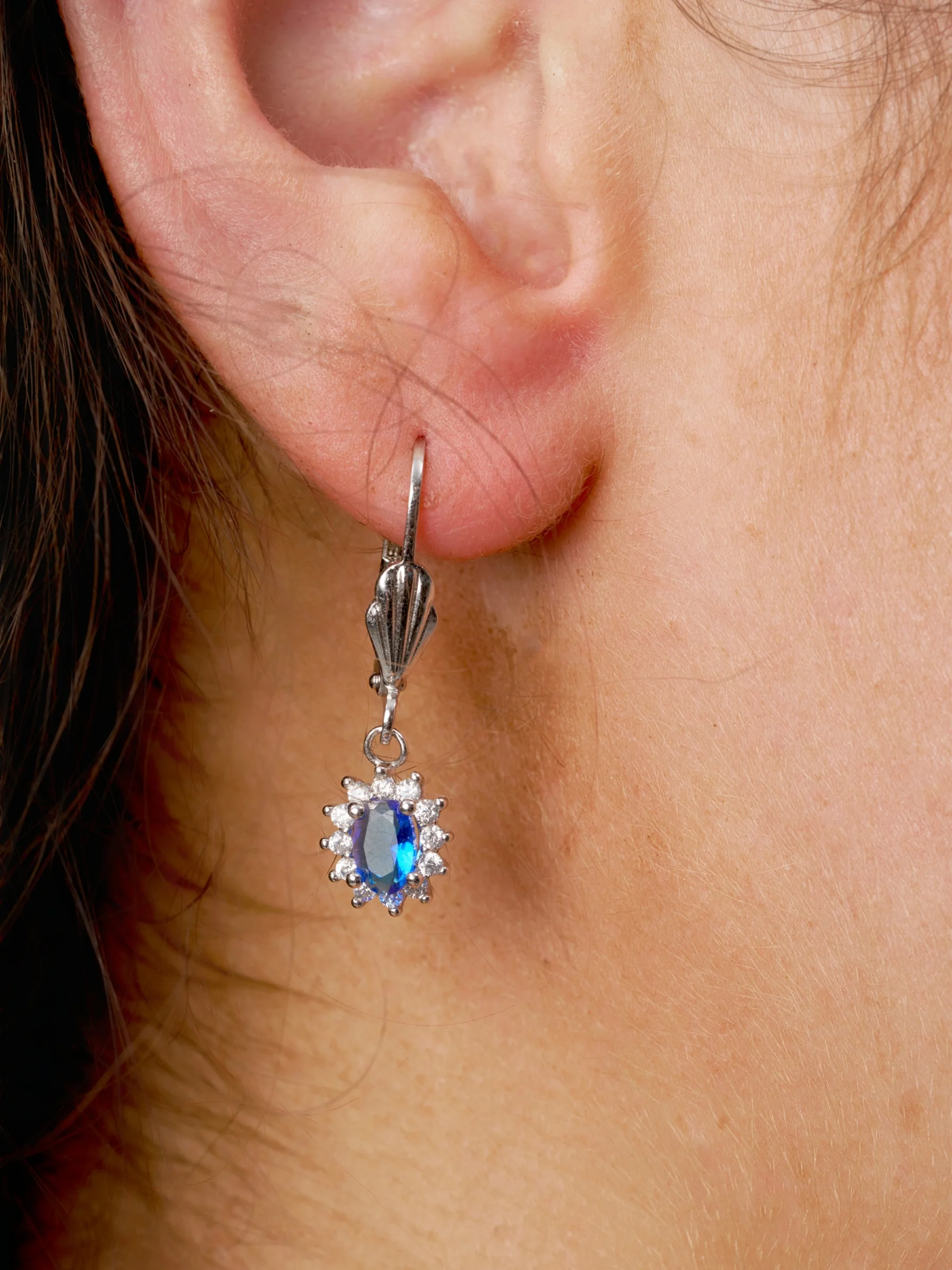 Sterling Silver Cluster Drop Earrings | Fleur - Image 9
