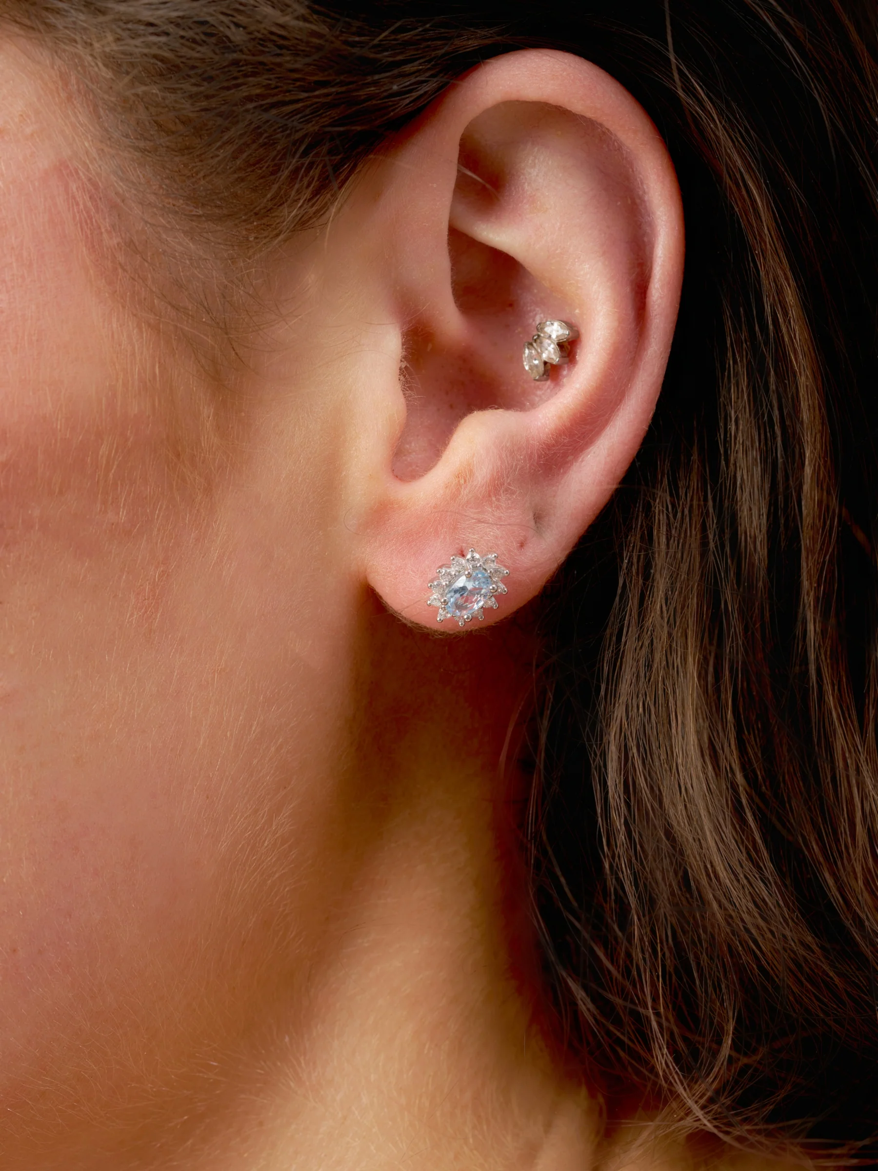 Sterling Silver Coloured Stone Cluster Stud Earrings | Bastia - Image 12
