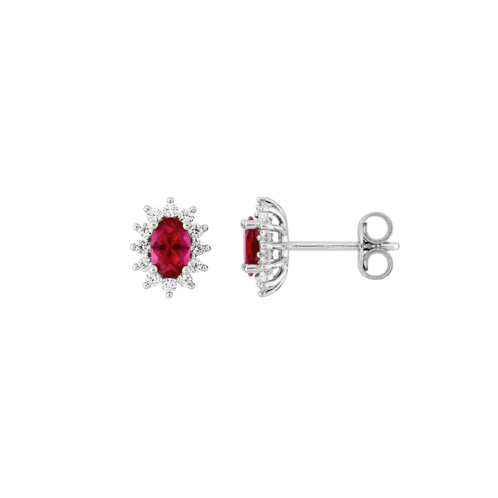Sterling Silver Coloured Stone Cluster Stud Earrings | Bastia - Image 4