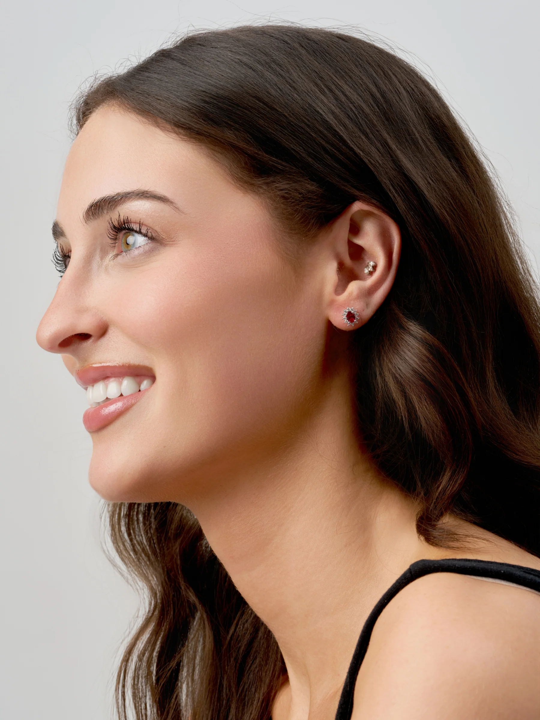 Sterling Silver Coloured Stone Cluster Stud Earrings | Bastia - Image 6