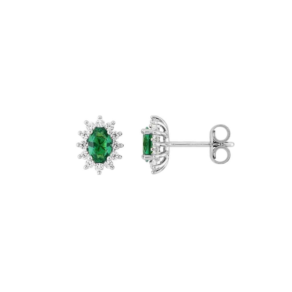 Sterling Silver Coloured Stone Cluster Stud Earrings | Bastia - Image 7