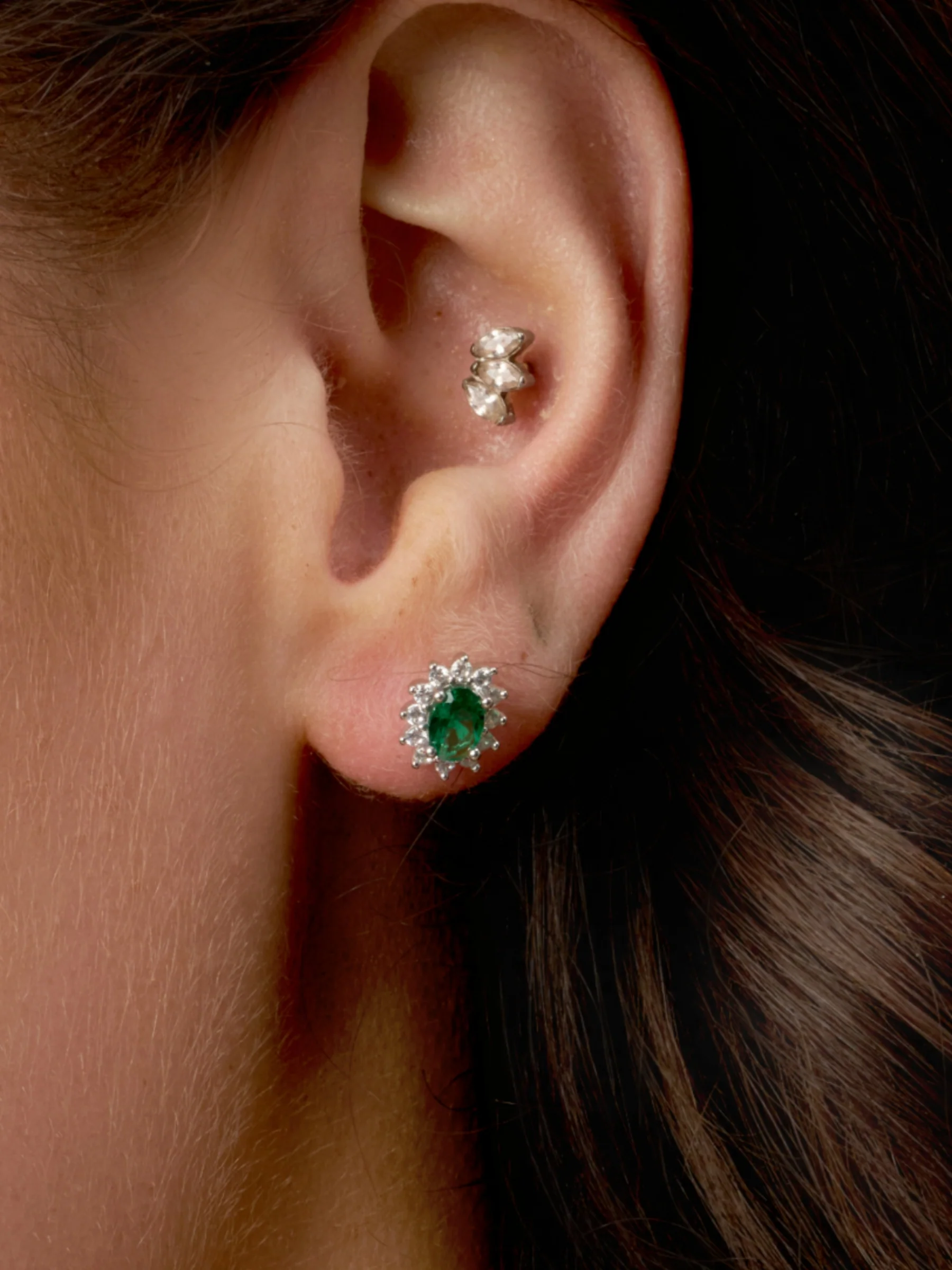 Sterling Silver Coloured Stone Cluster Stud Earrings | Bastia - Image 8