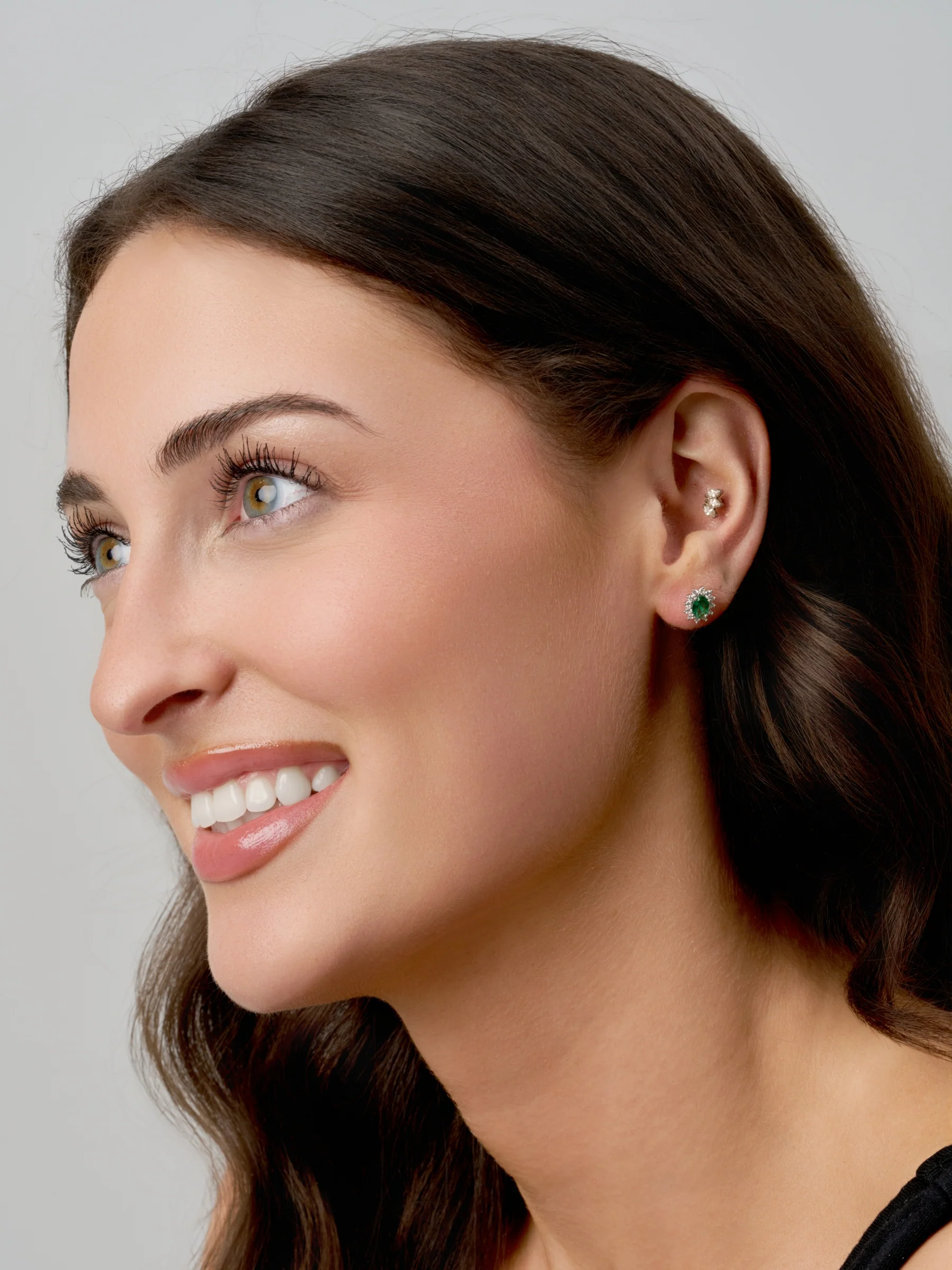 Sterling Silver Coloured Stone Cluster Stud Earrings | Bastia - Image 9