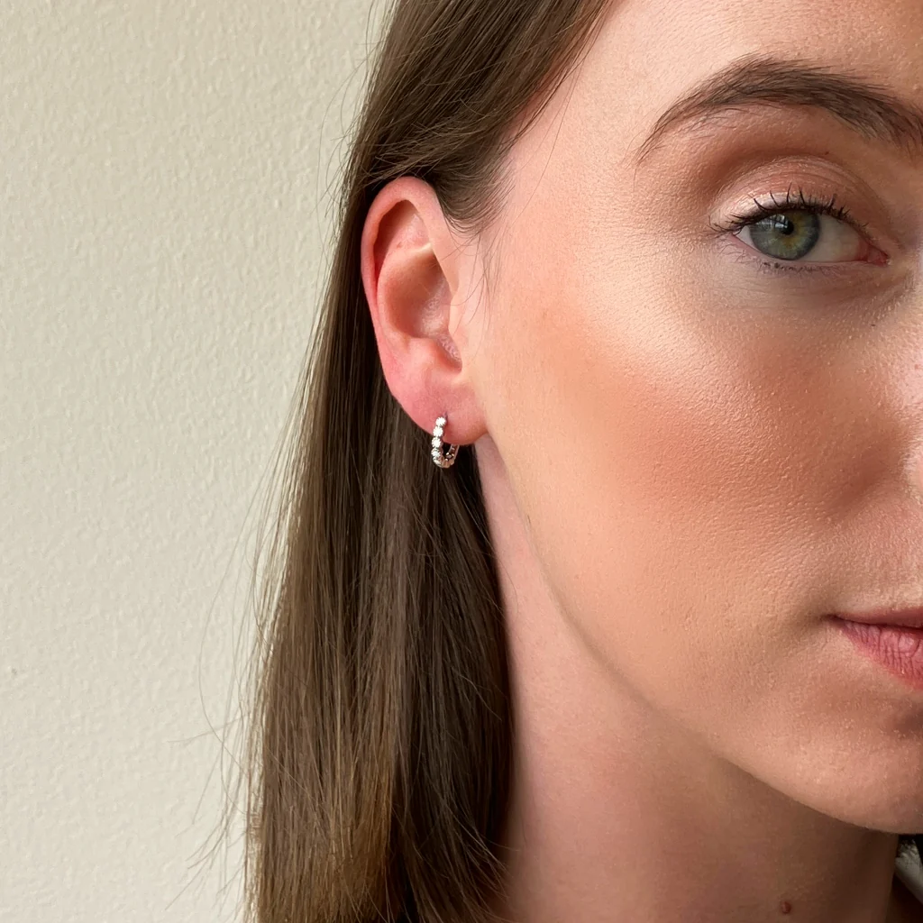 Sterling Silver Coloured Stone Huggie Hoop Earrings | Croix - Image 14