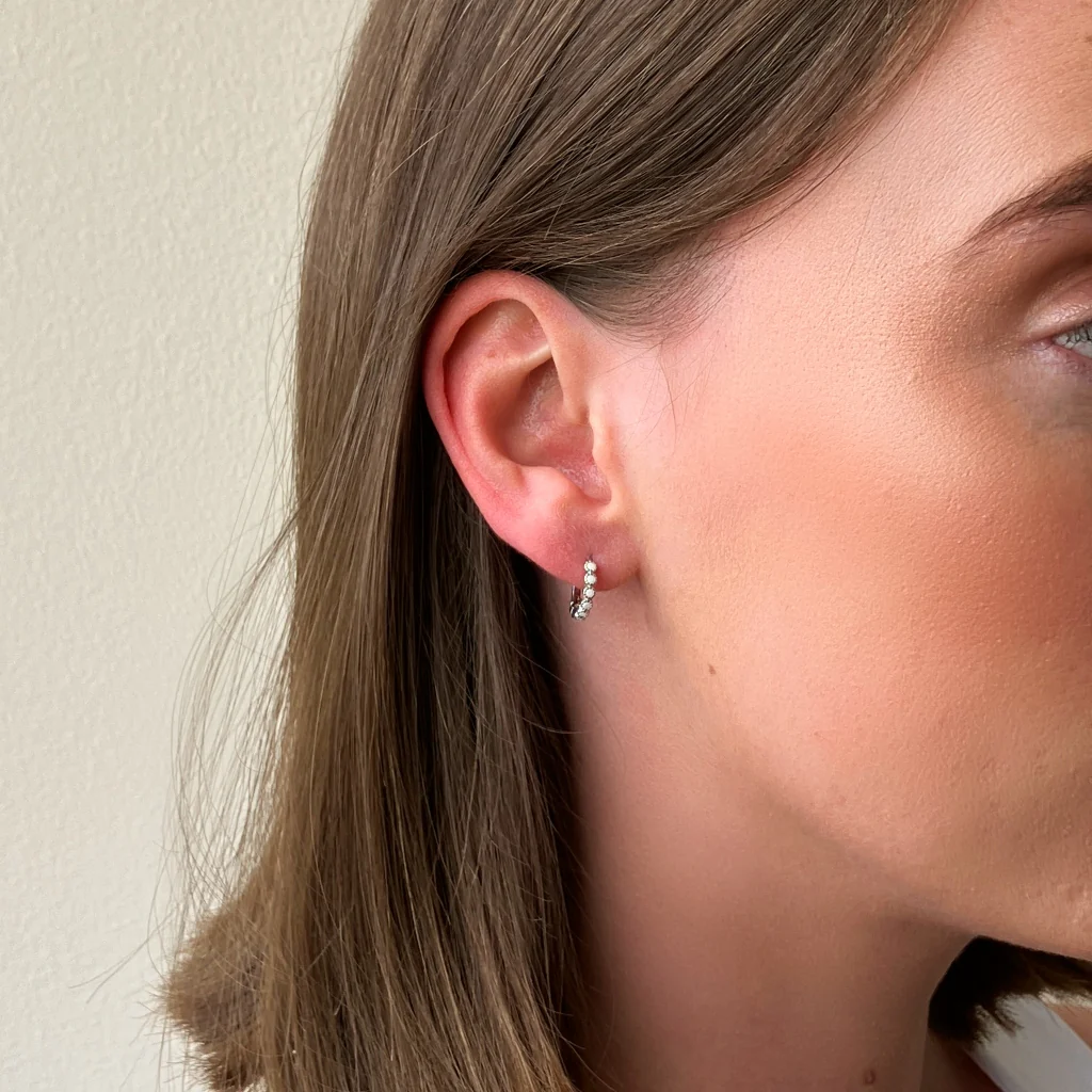 Sterling Silver Coloured Stone Huggie Hoop Earrings | Croix - Image 15