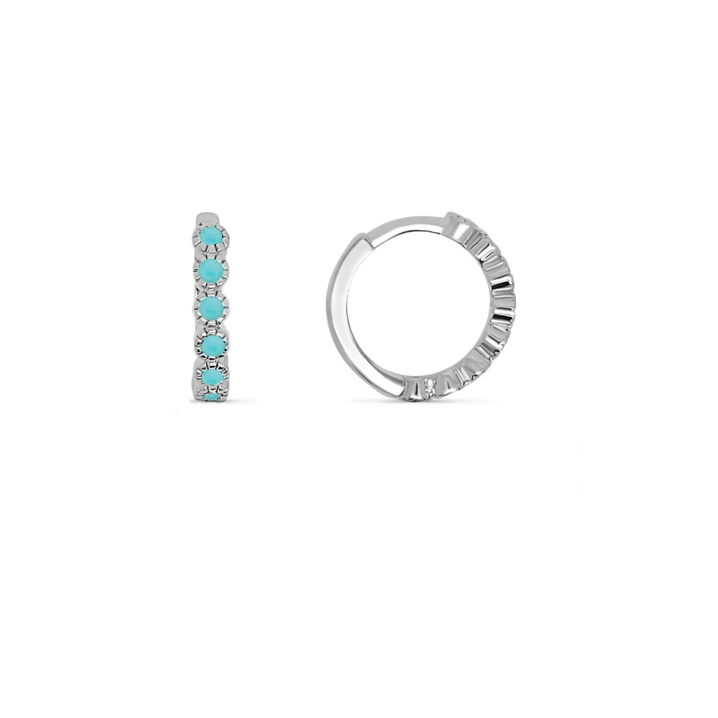 Sterling Silver Coloured Stone Huggie Hoop Earrings | Croix - Image 17