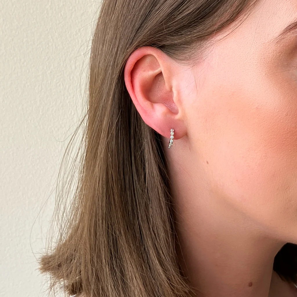 Sterling Silver Coloured Stone Huggie Hoop Earrings | Croix - Image 22