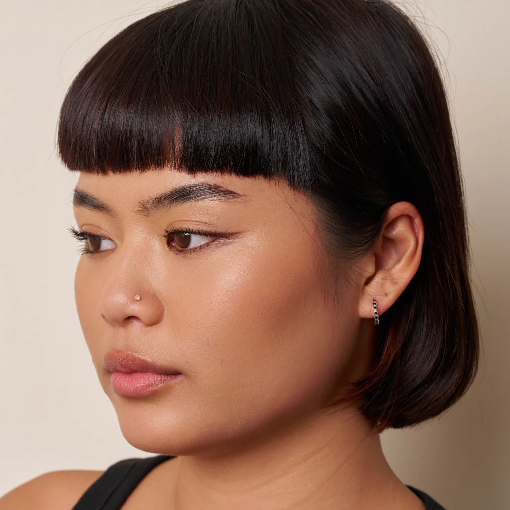Sterling Silver Coloured Stone Huggie Hoop Earrings | Croix - Image 6