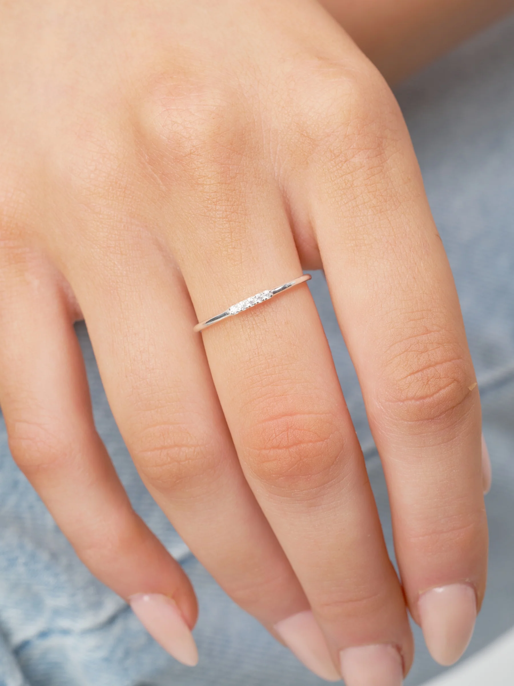 Sterling Silver Dainty Five Stone Ring | Lucie - Image 2