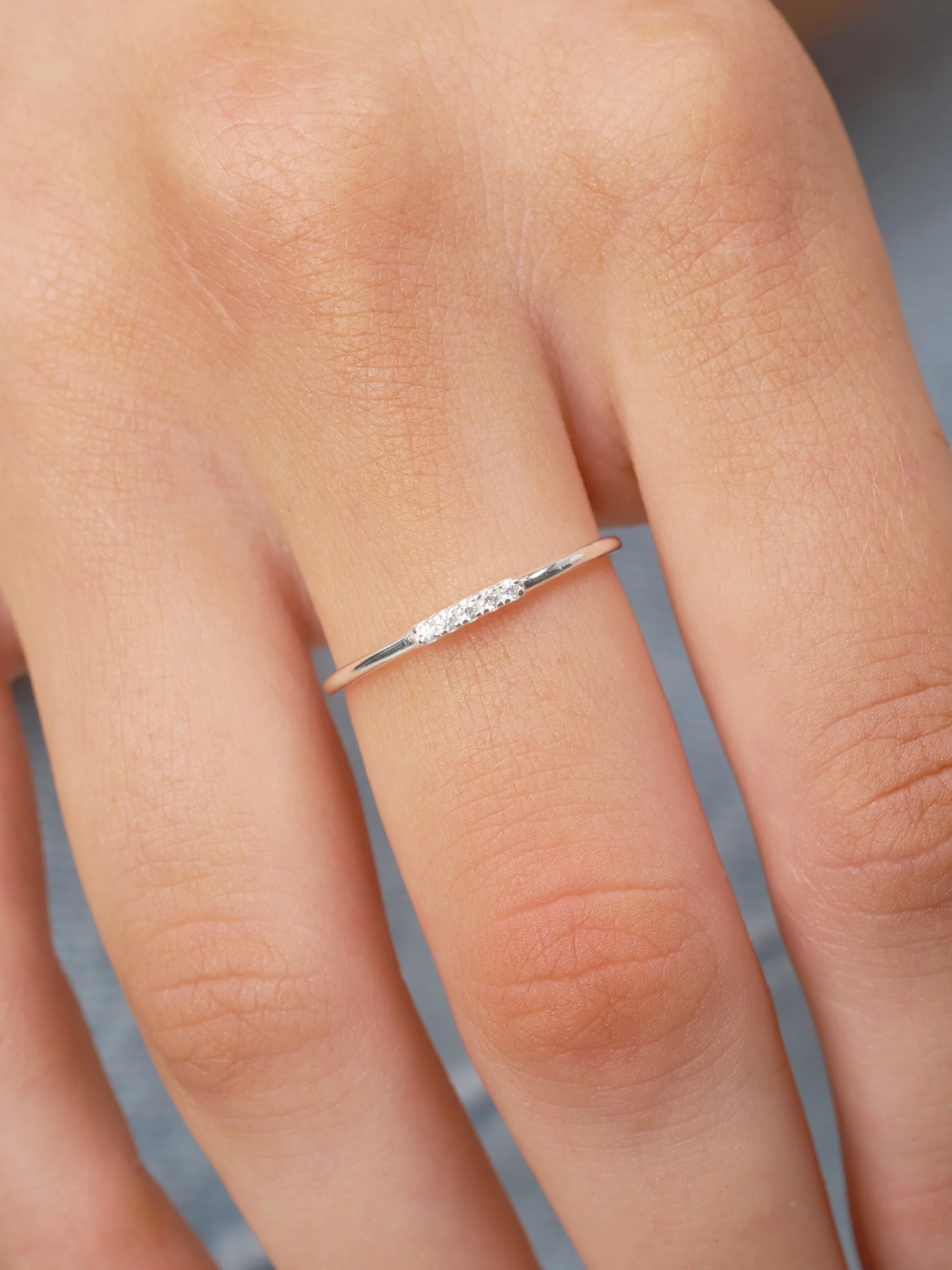 Sterling Silver Dainty Five Stone Ring | Lucie - Image 6