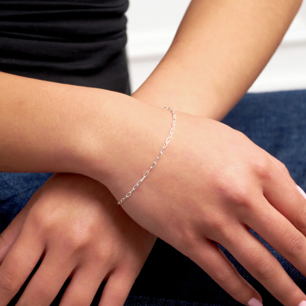 Sterling Silver Delicate Paperclip Chain Bracelet | Miranda - Image 4
