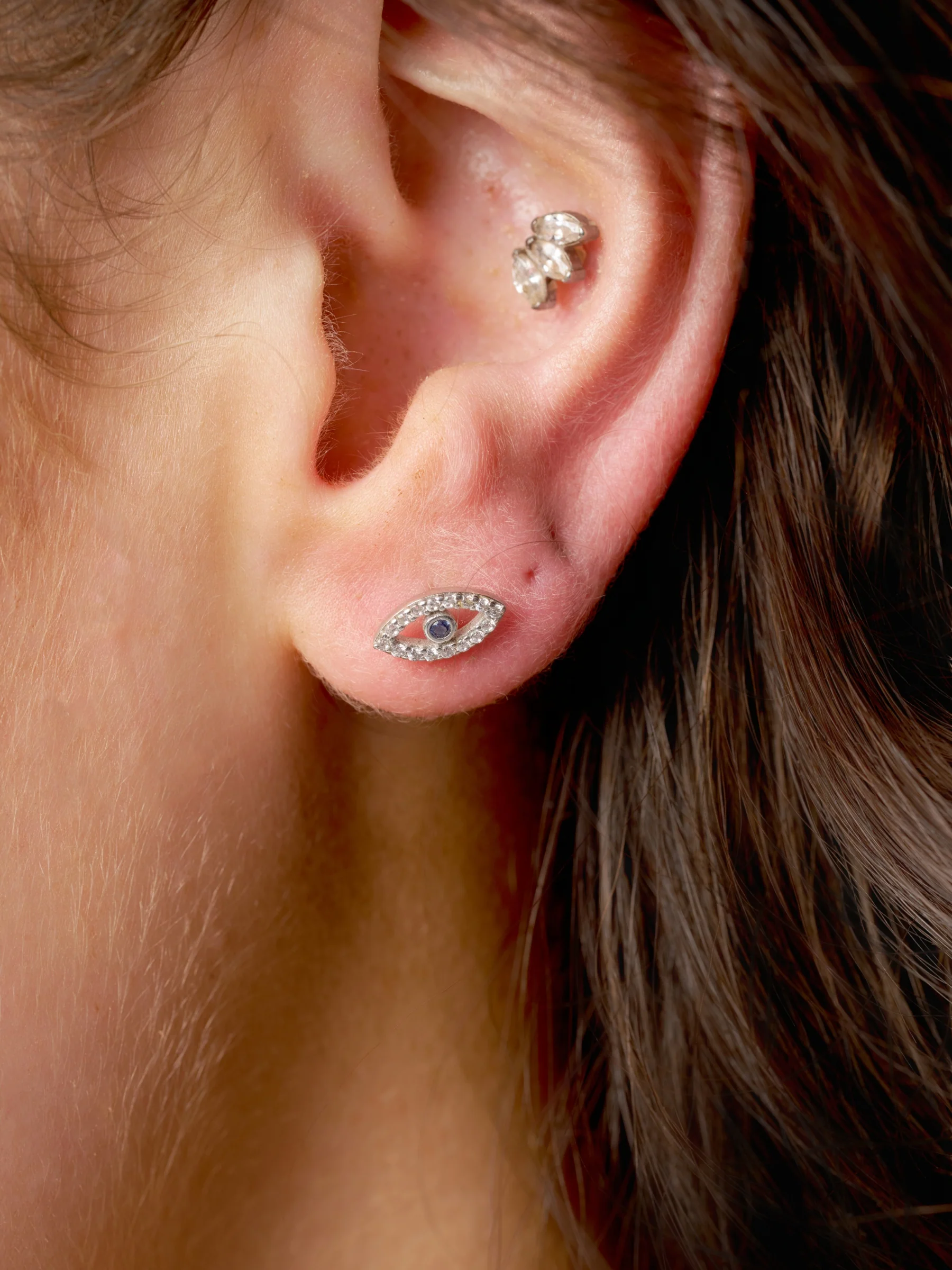 Sterling Silver Evil Eye Stud Earrings | Ceci - Image 3