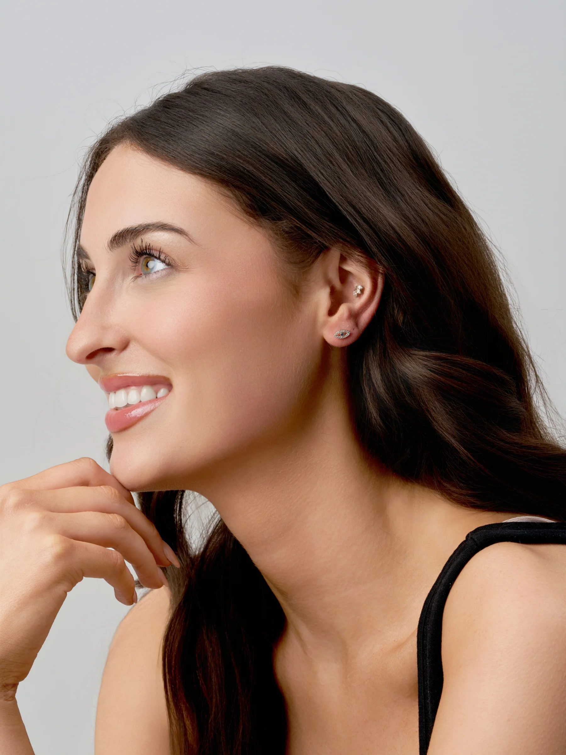 Sterling Silver Evil Eye Stud Earrings | Ceci - Image 4