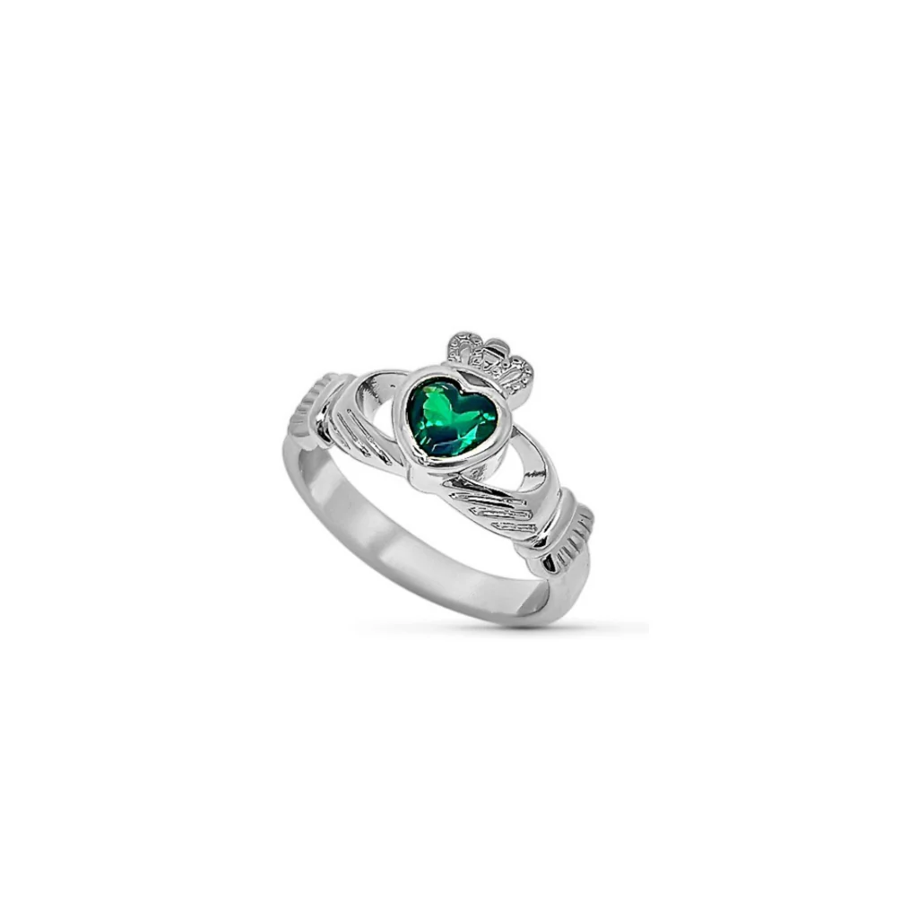 Sterling Silver Gemstone Claddagh Ring | Riona - Image 8