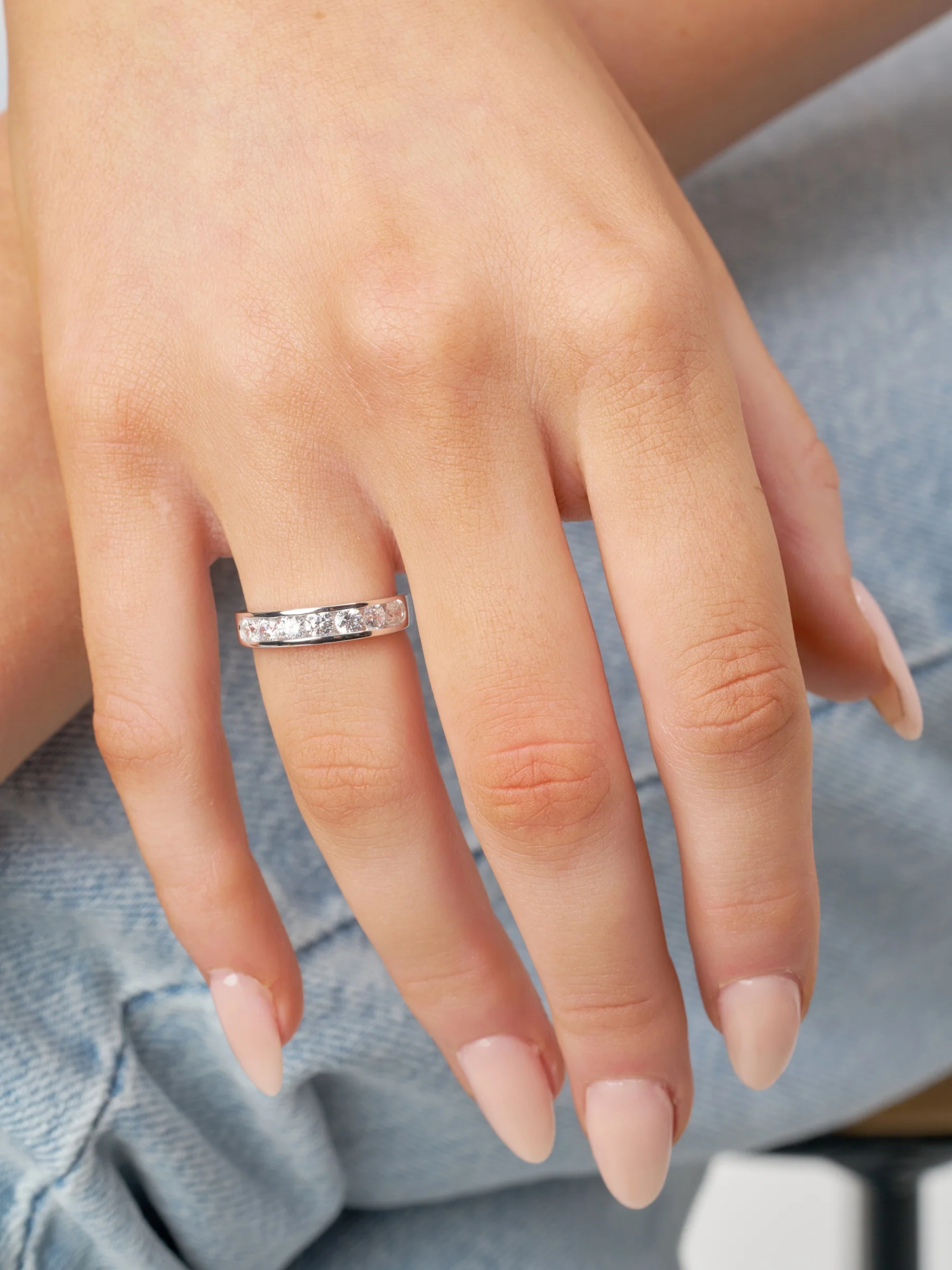 Sterling Silver Half Eternity Ring | Nali - Image 2