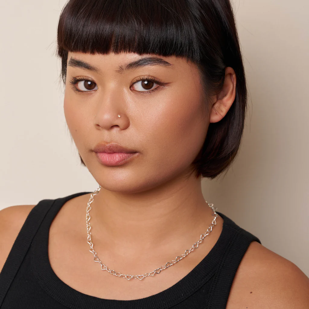 Sterling Silver Loveheart Chain Necklace | Carini - Image 3