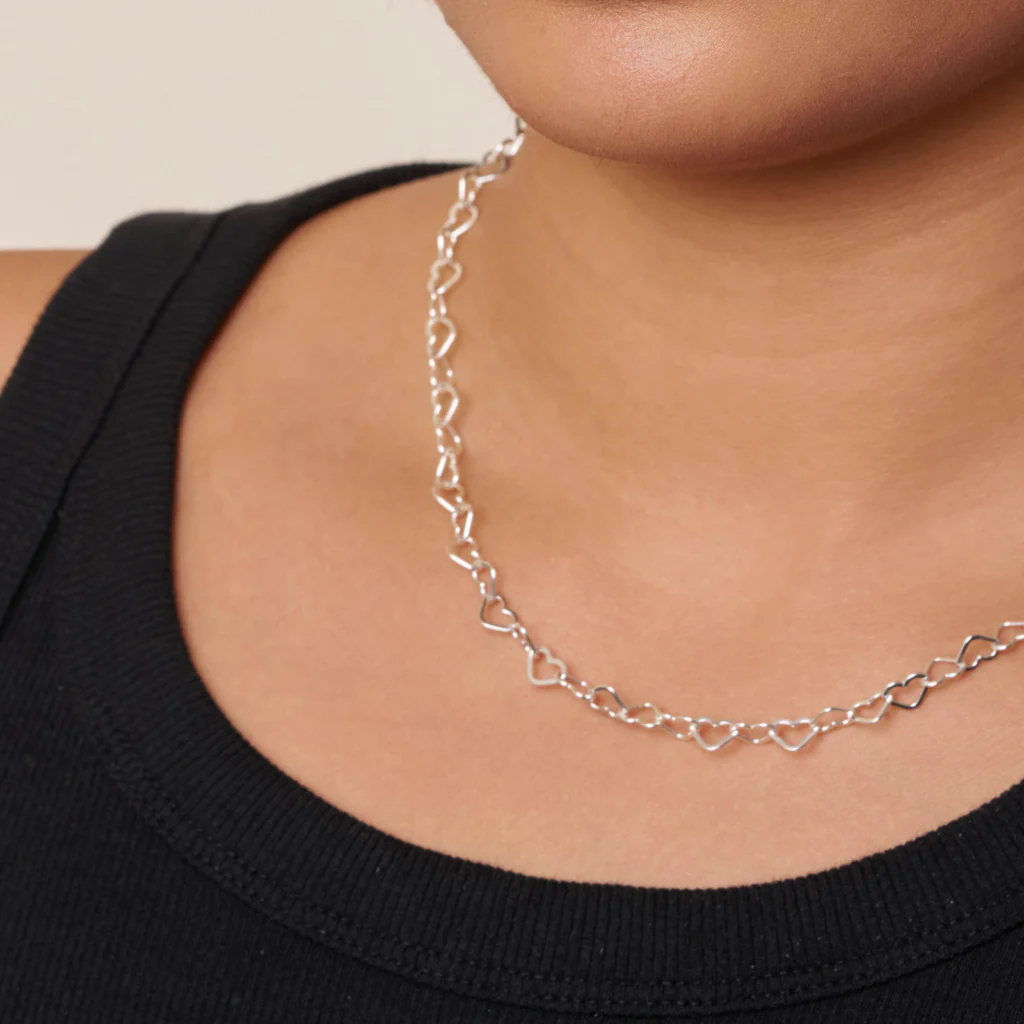 Sterling Silver Loveheart Chain Necklace | Carini - Image 5