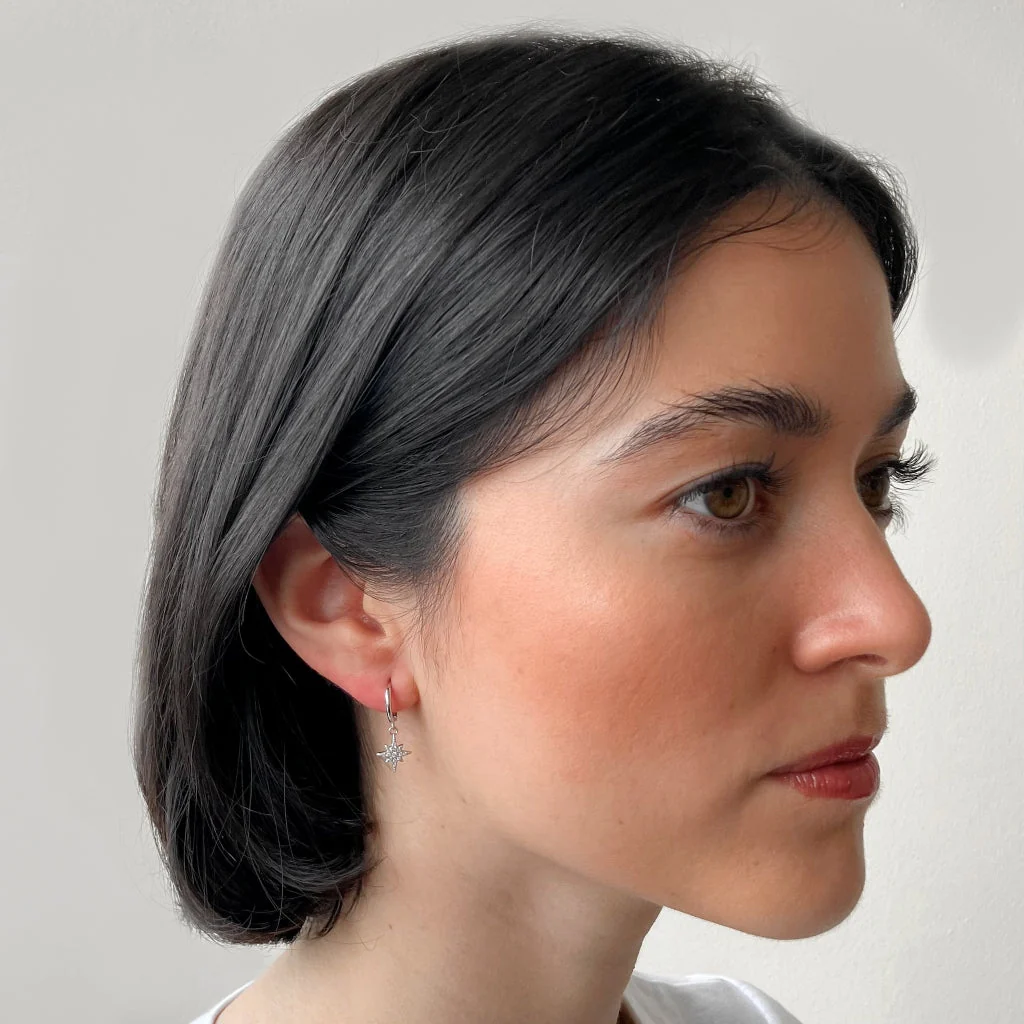 Sterling Silver Star Charm Earrings | Dizier - Image 3