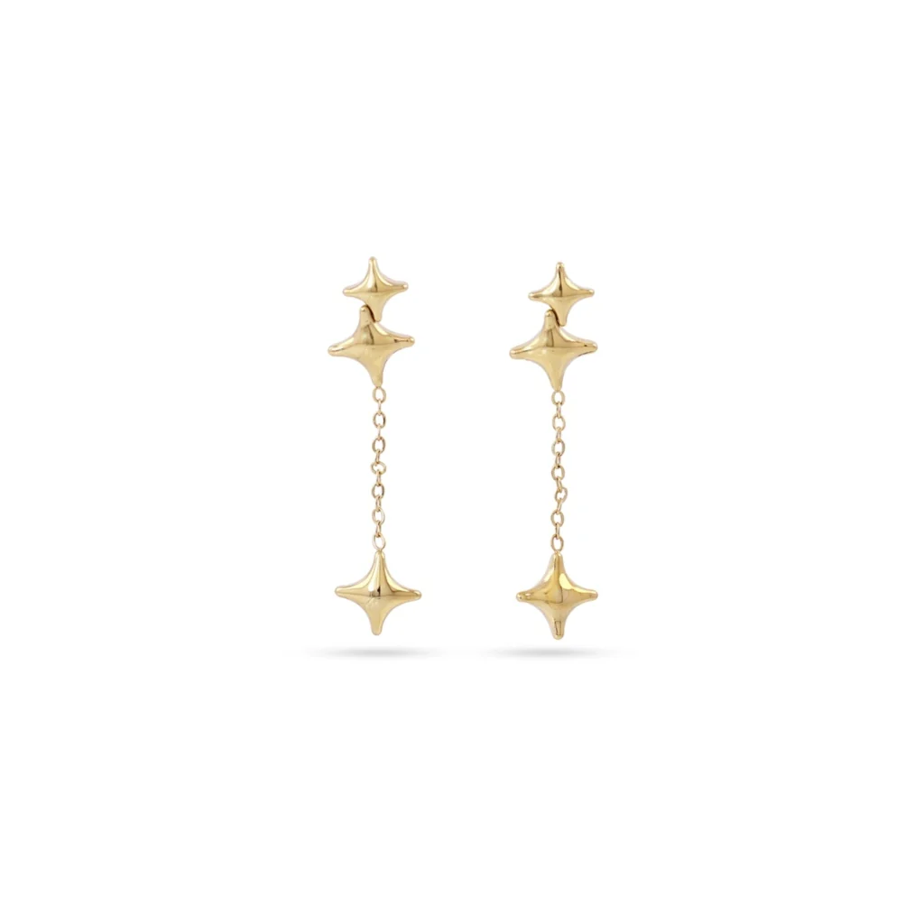 Steel Multi Star Dangle Stud Earrings | Anartxy