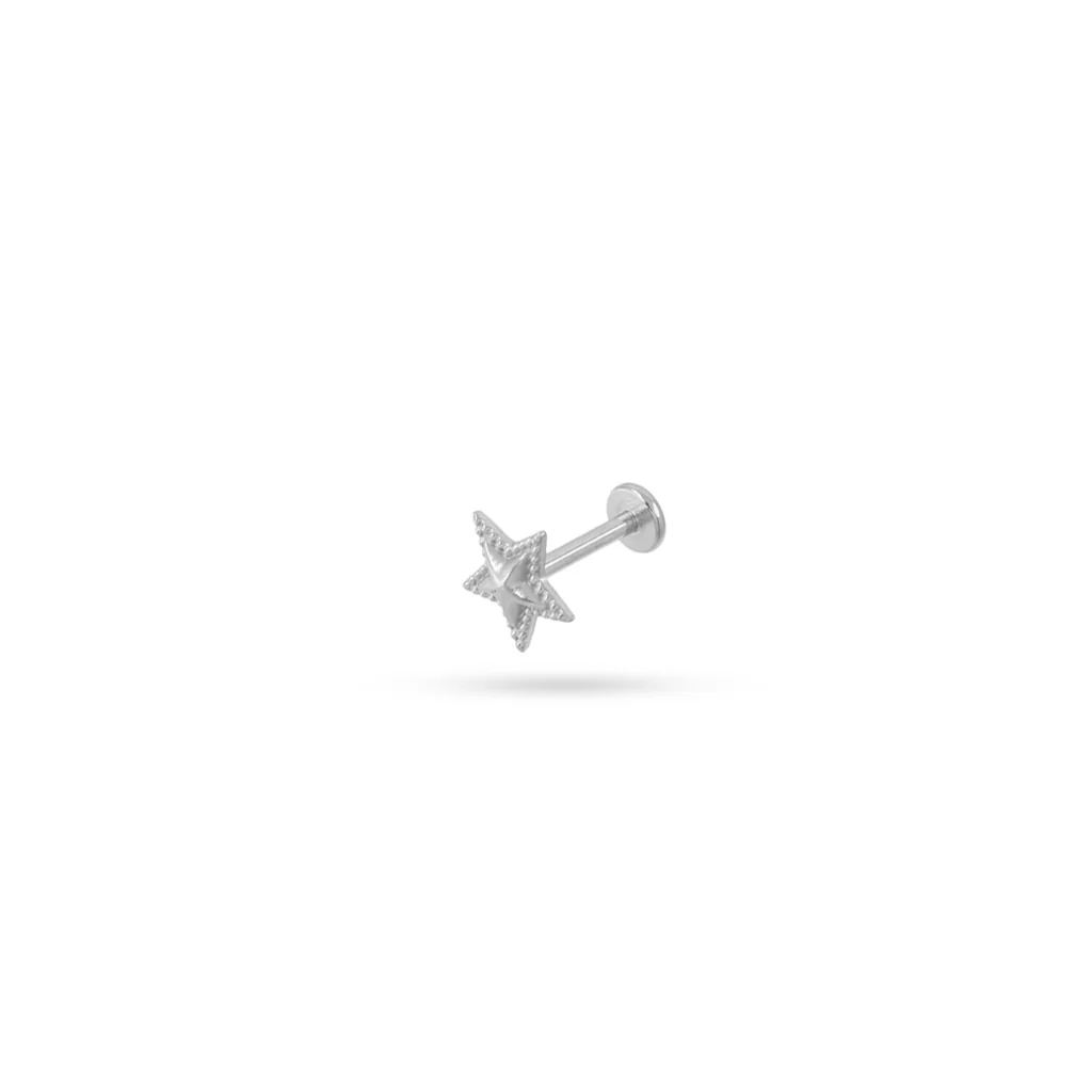 Steel Star Flat Back Single Stud Earring | Anartxy - Image 5