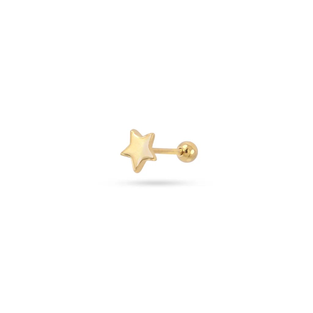 Steel Star Ball Back Single Stud Earring | Anartxy - Image 3