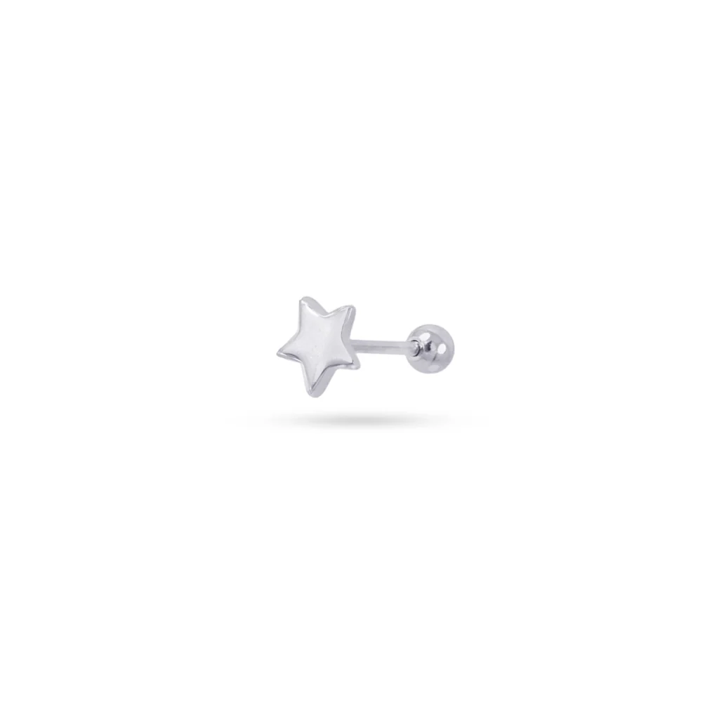 Steel Star Ball Back Single Stud Earring | Anartxy - Image 5