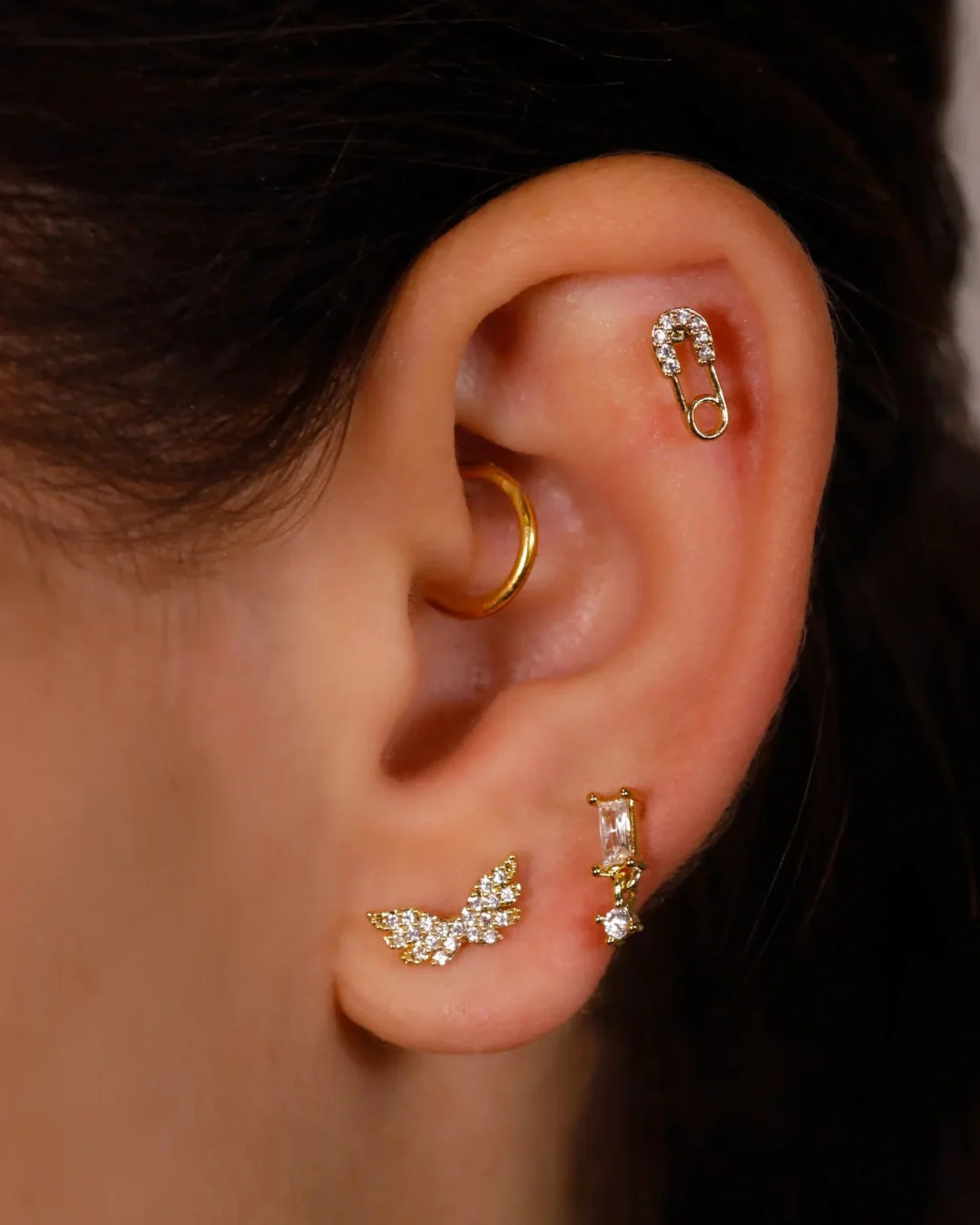 Steel Angel Wings Ball Back Single Stud Earring | Anartxy - Image 2