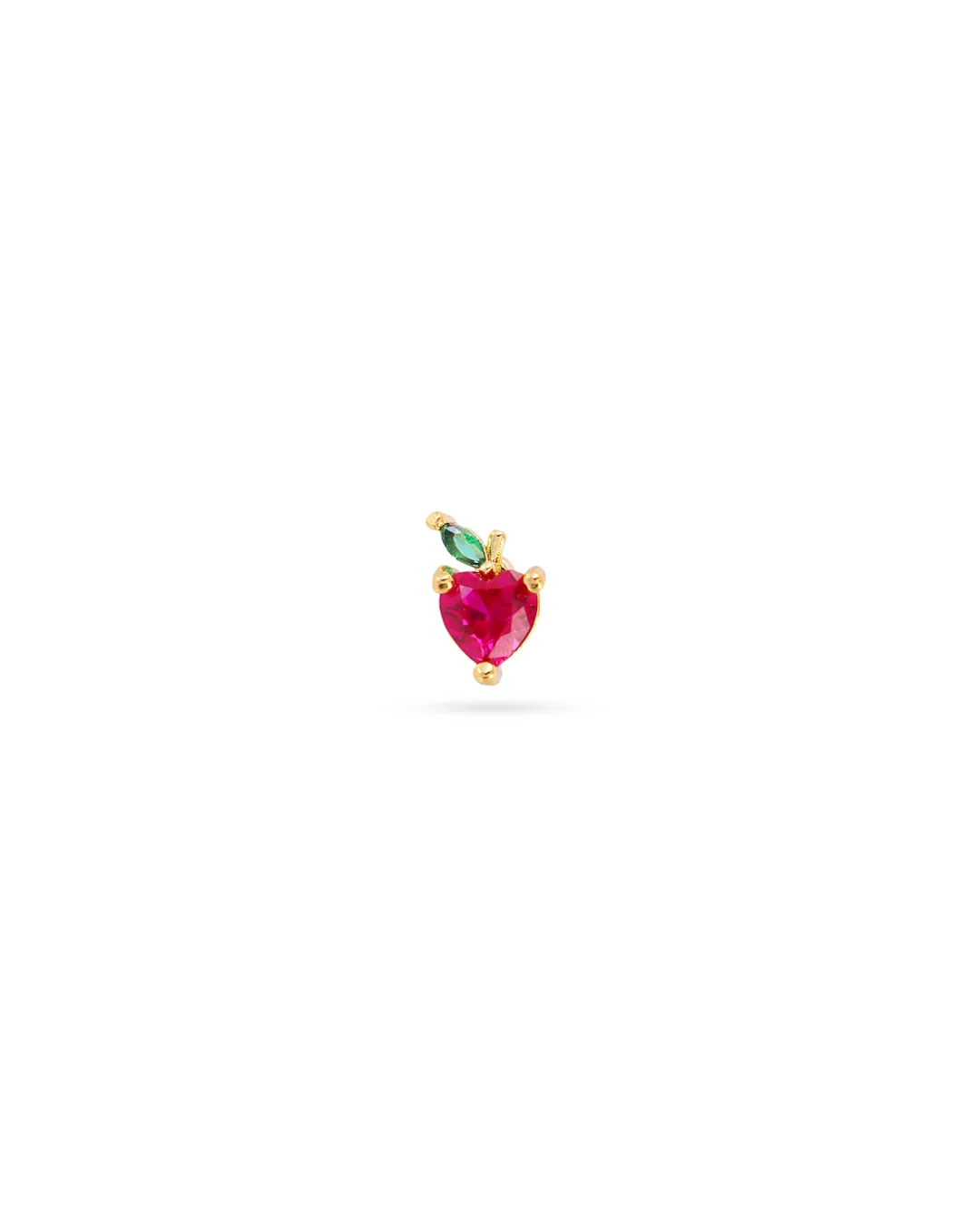 Steel Red Apple Ball Back Single Stud Earring | Anartxy