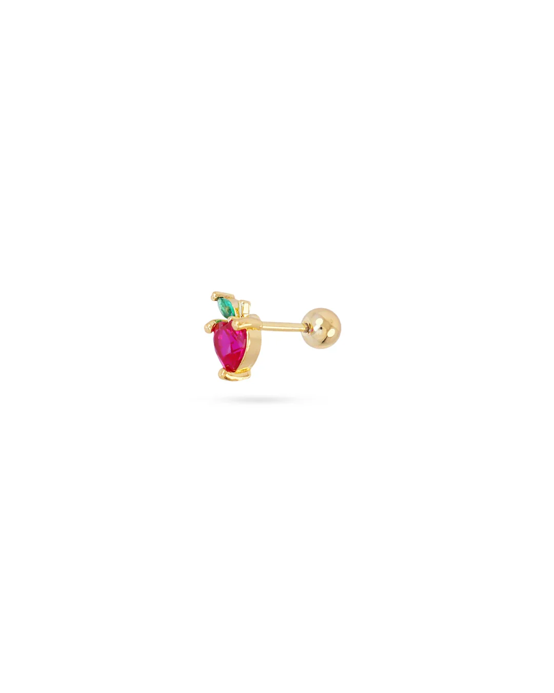 Steel Red Apple Ball Back Single Stud Earring | Anartxy - Image 3