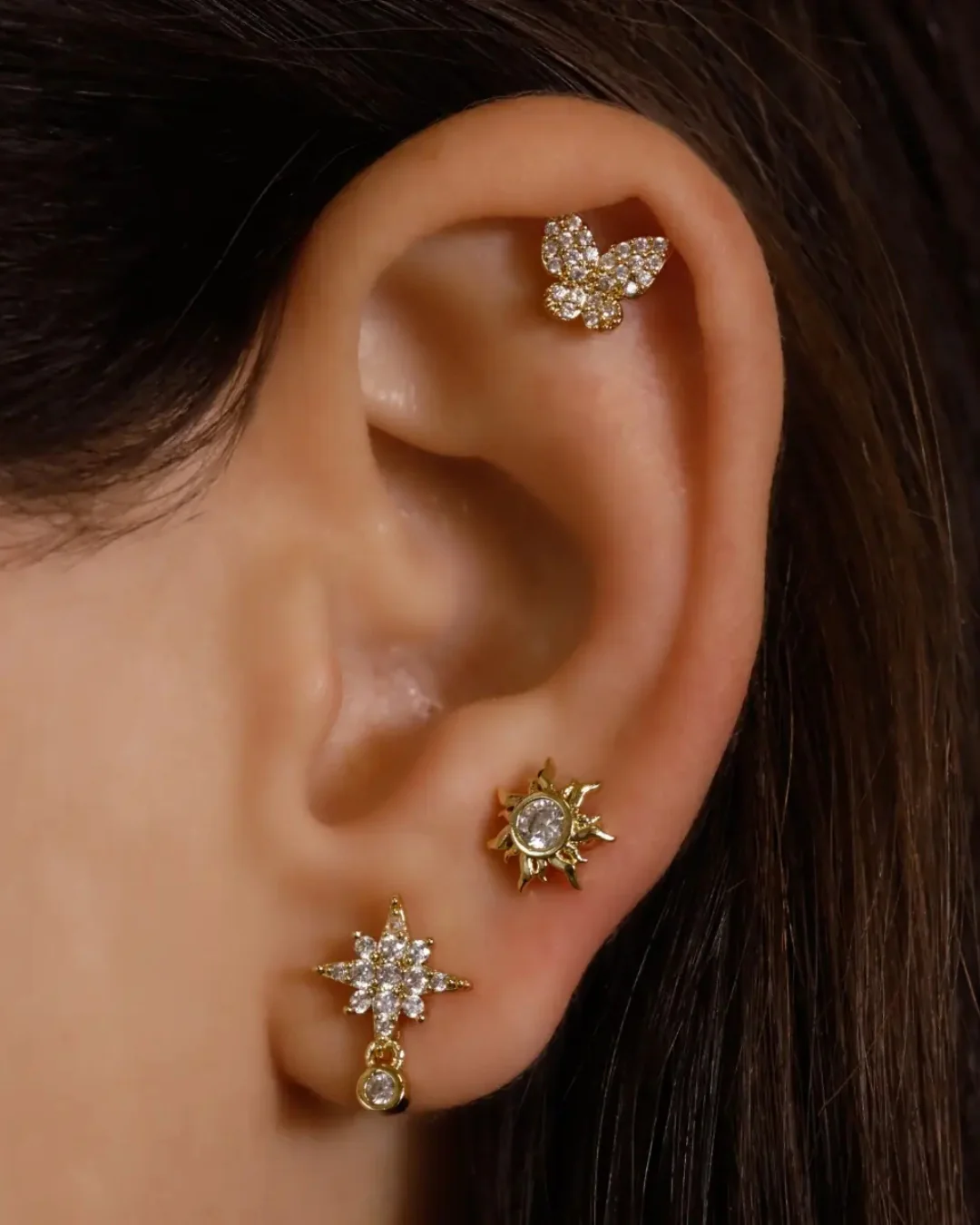 Steel Butterfly Ball Back Single Stud Earring | Anartxy - Image 2