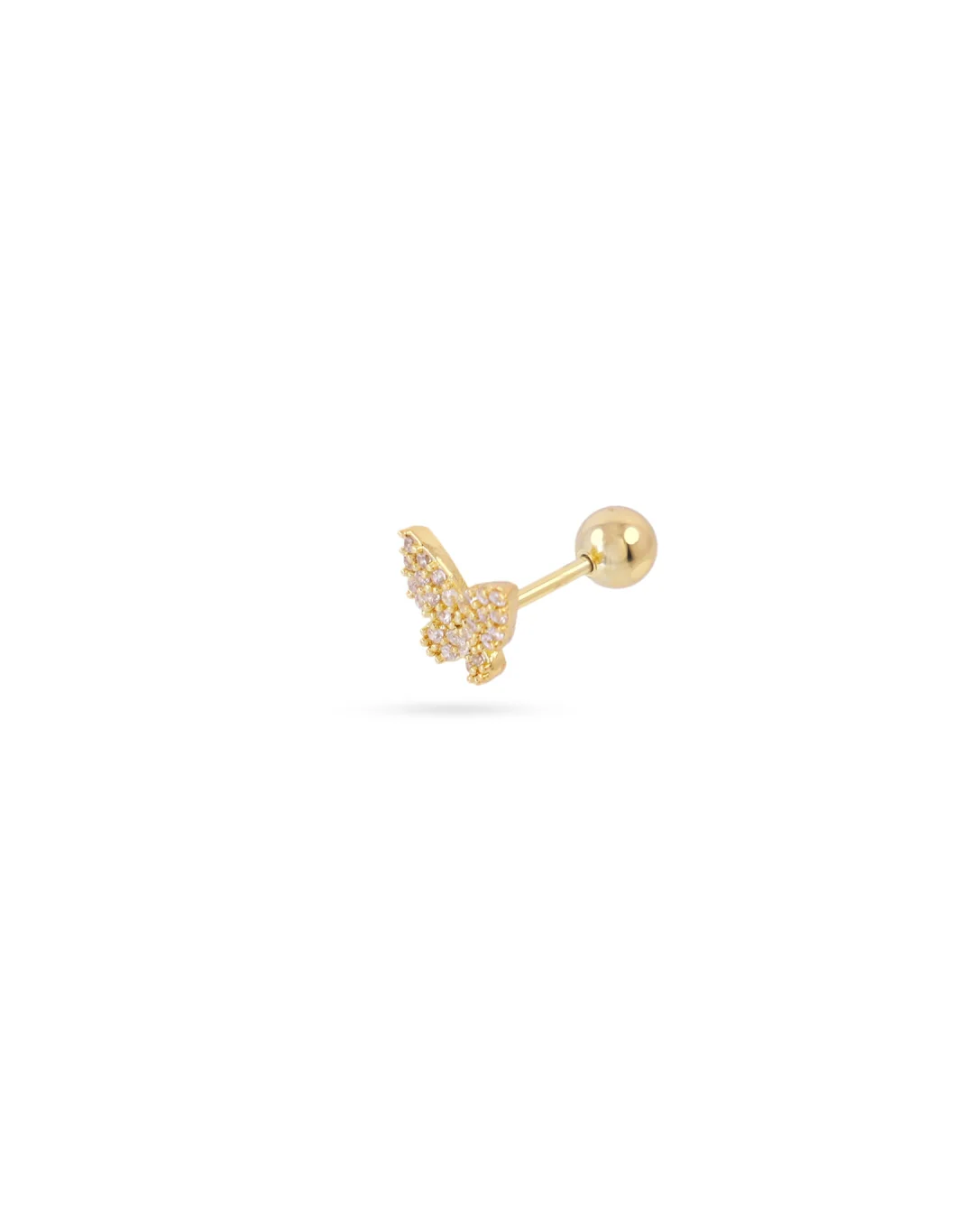 Steel Butterfly Ball Back Single Stud Earring | Anartxy - Image 3