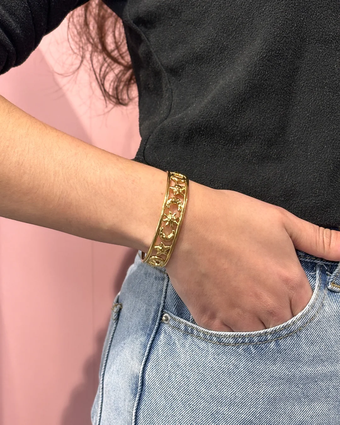 Steel Celestial Cuff Bangle Bracelet | Anartxy - Image 4
