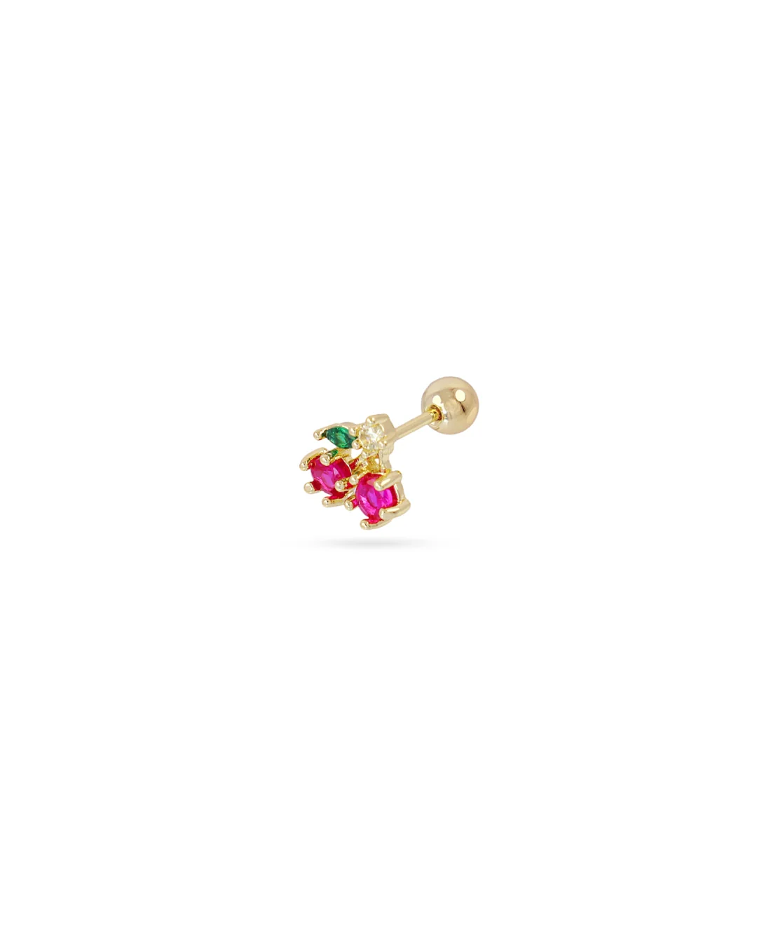 Steel Colour Cherry Ball Back Single Stud Earring | Anartxy - Image 3