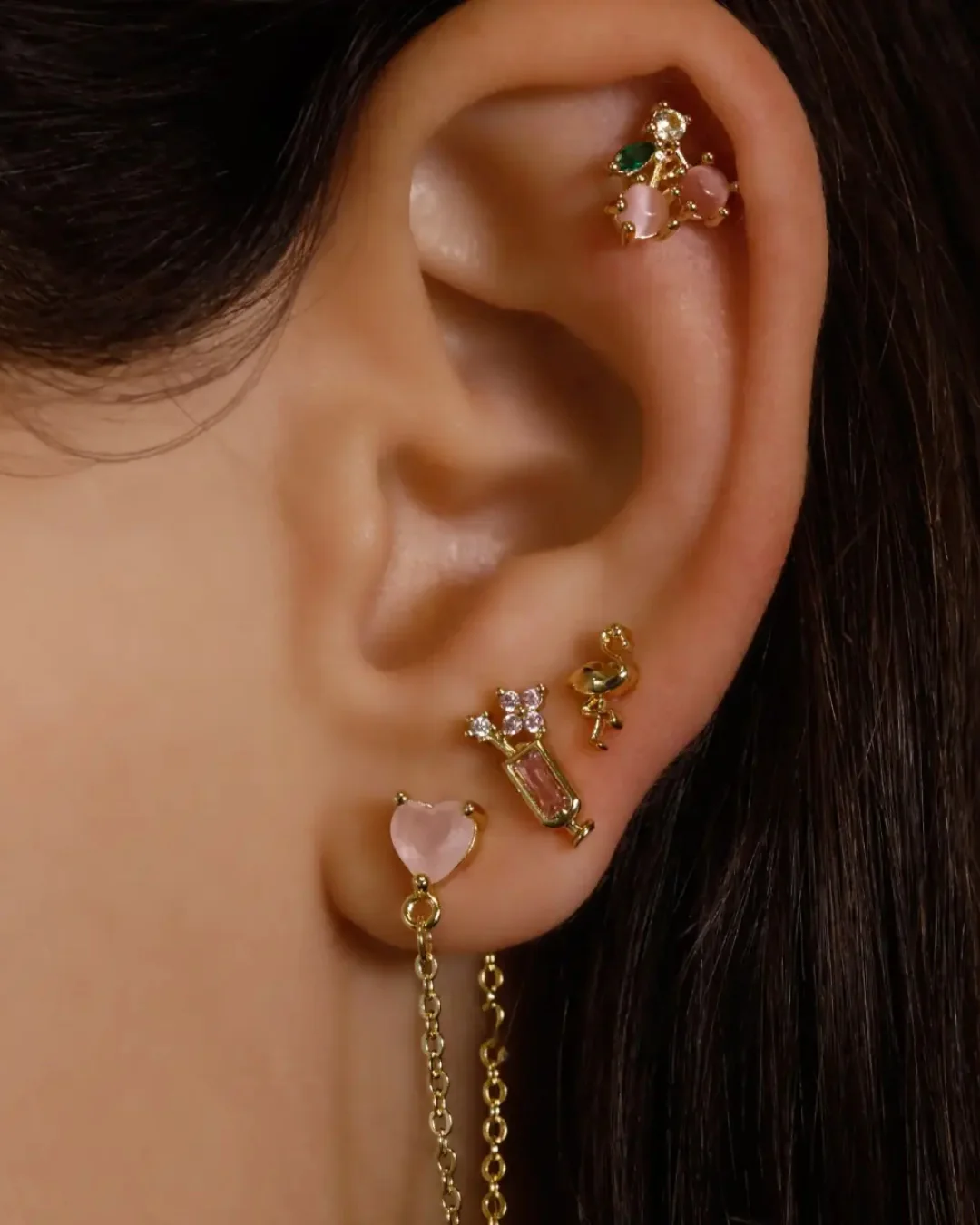 Steel Colour Cherry Ball Back Single Stud Earring | Anartxy - Image 5