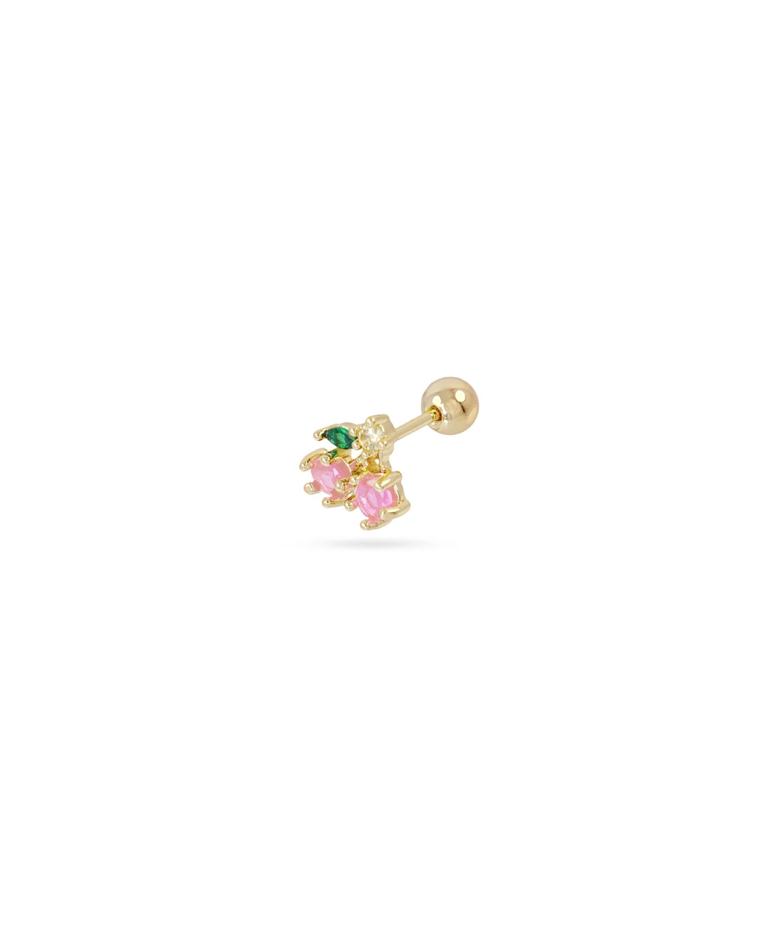 Steel Colour Cherry Ball Back Single Stud Earring | Anartxy - Image 6
