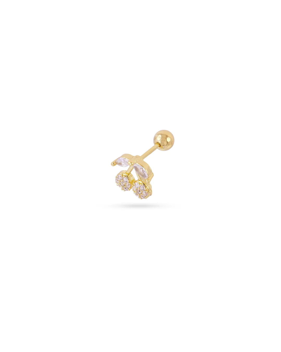 Steel Cherry Ball Back Single Stud Earring | Anartxy - Image 3