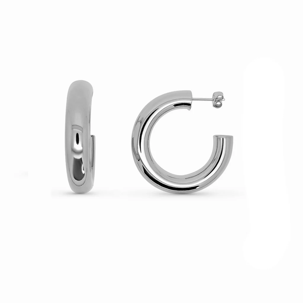 Steel Chunky Hoop Earrings | Silver | Joli