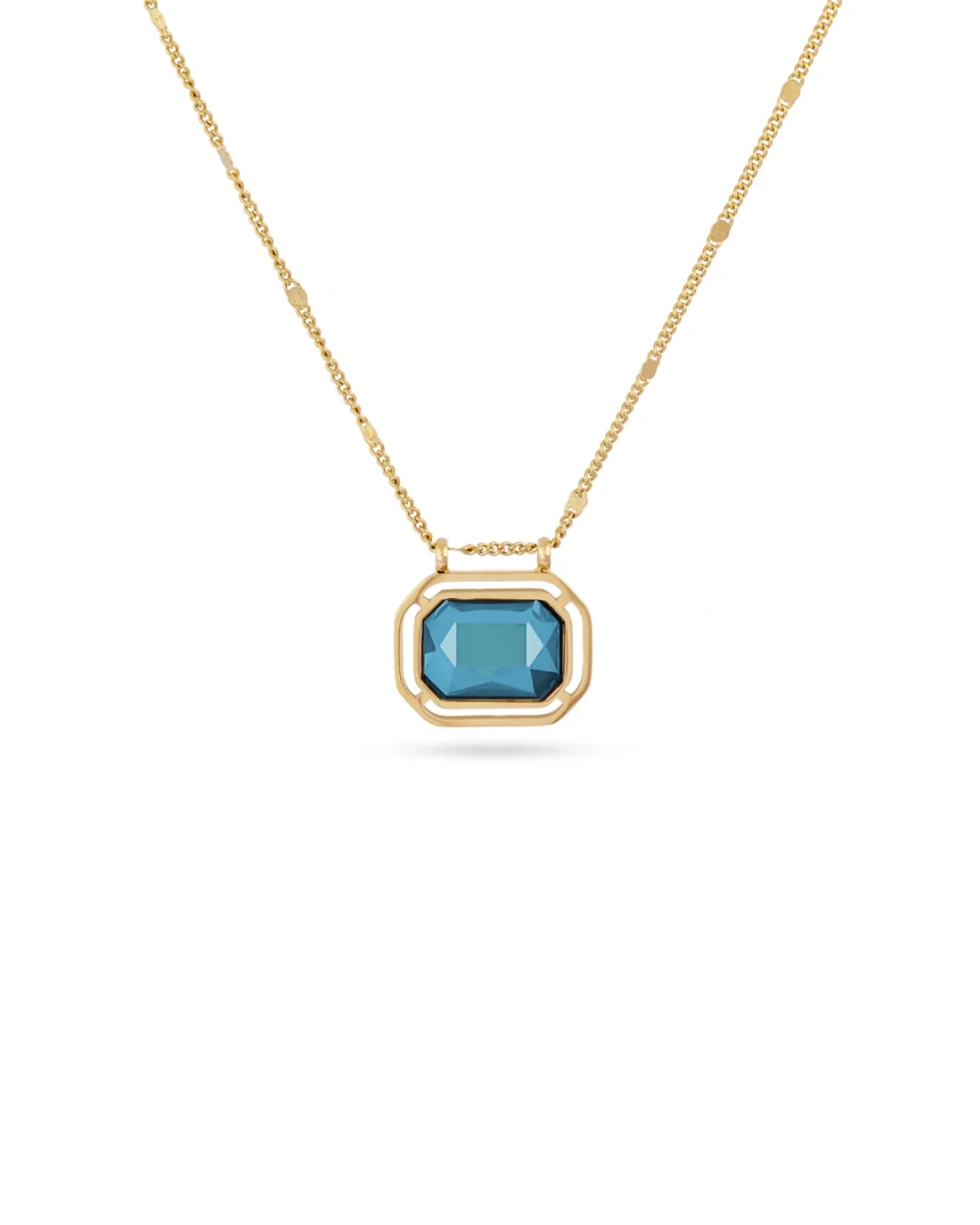 Steel Rectangle Colour Stone Pendant Necklace | Anartxy - Image 3