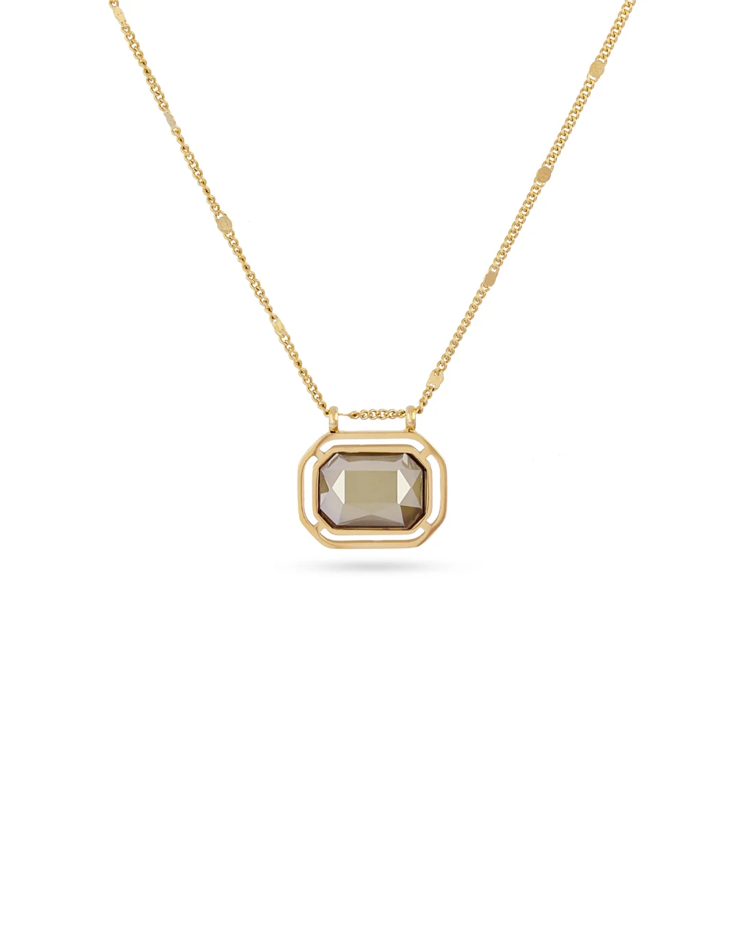 Steel Rectangle Colour Stone Pendant Necklace | Anartxy - Image 4