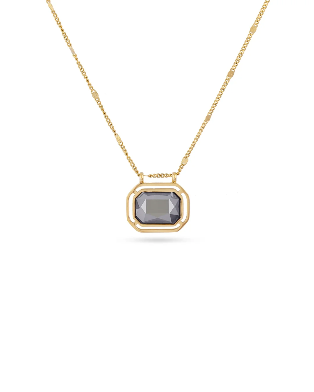 Steel Rectangle Colour Stone Pendant Necklace | Anartxy - Image 5