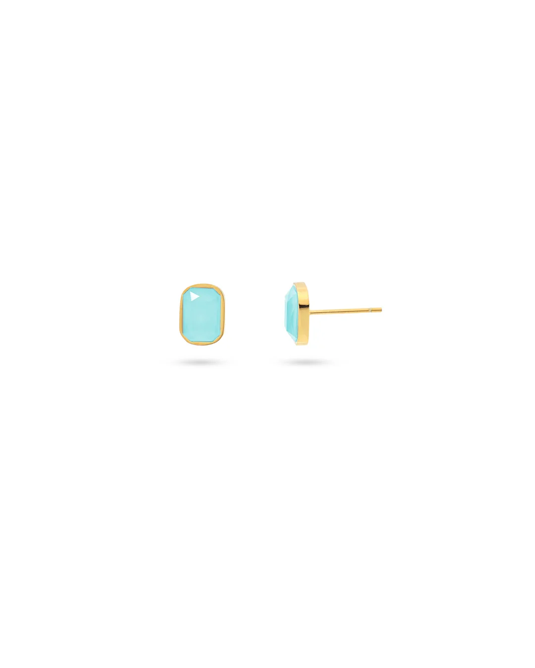 Steel Colour Stone Rectangle Stud Earrings | Anartxy - Image 10