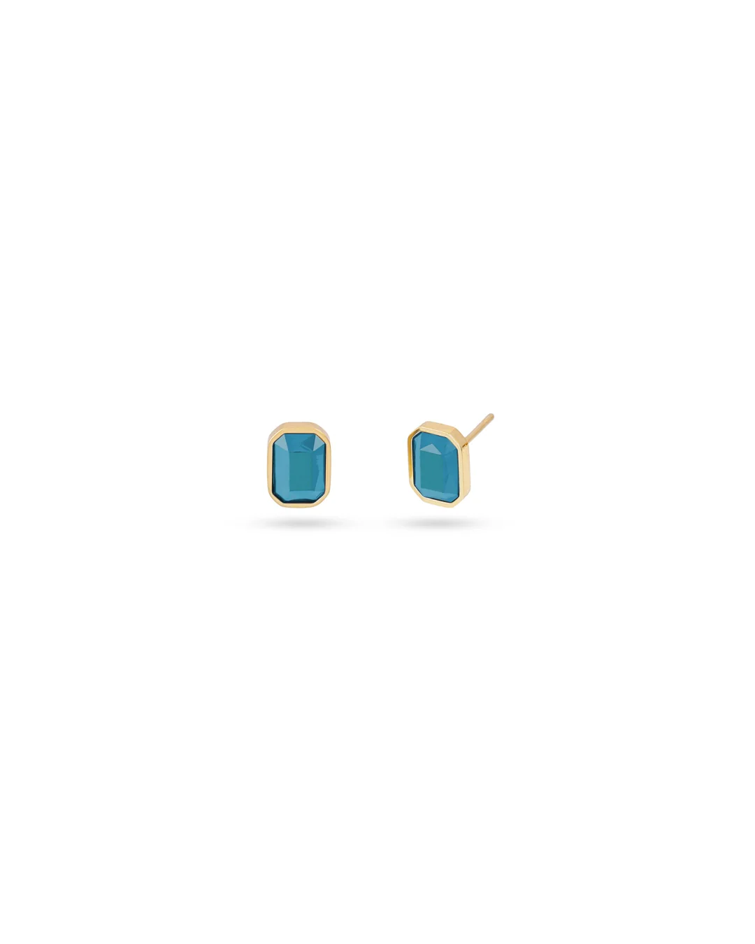 Steel Colour Stone Rectangle Stud Earrings | Anartxy - Image 3