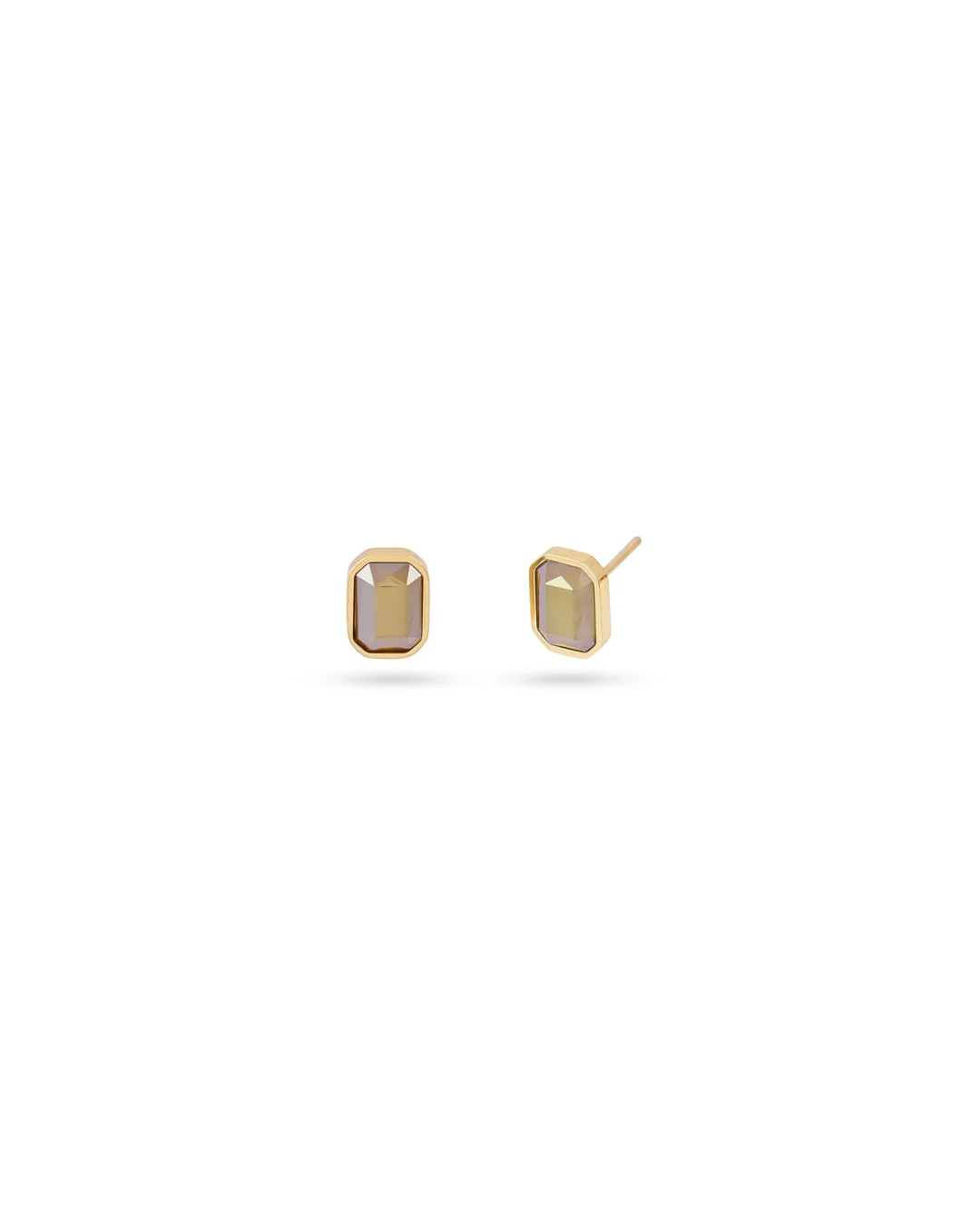 Steel Colour Stone Rectangle Stud Earrings | Anartxy - Image 5