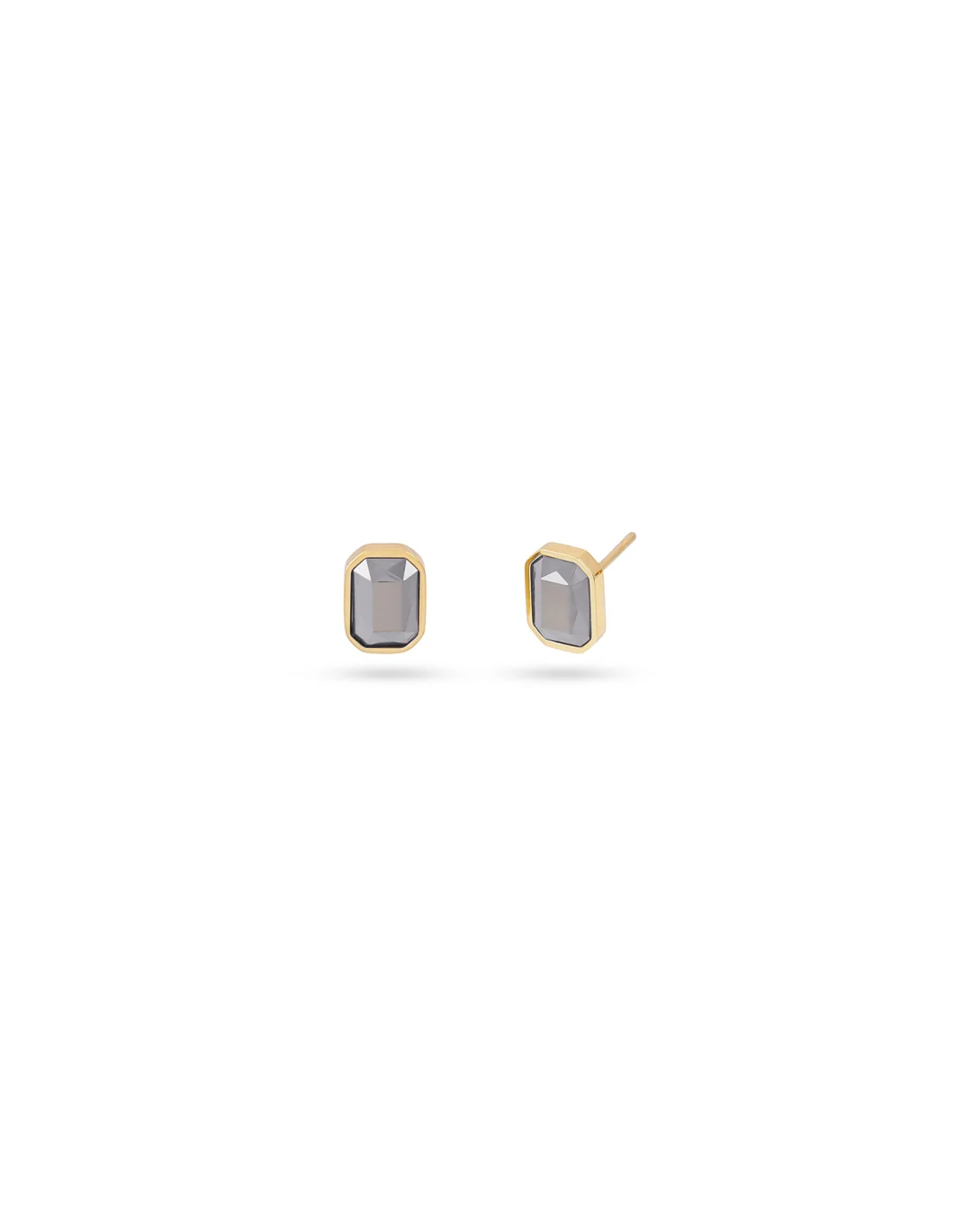 Steel Colour Stone Rectangle Stud Earrings | Anartxy - Image 7